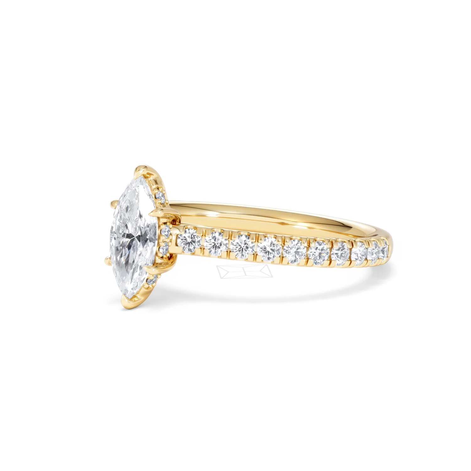Amora Marquise 0.97ct Hidden Halo Lab Diamond Engagement Ring With Side Stones Set in 18K Gold - Image 79
