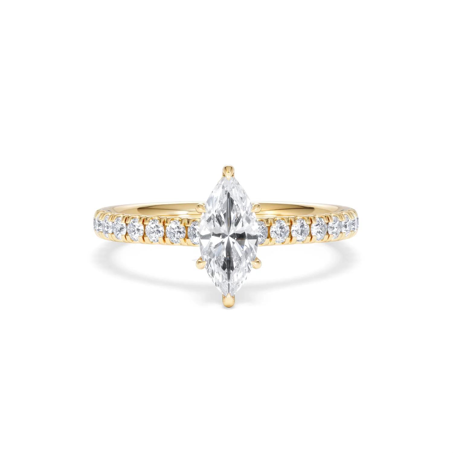 Amora Marquise 0.97ct Hidden Halo Lab Diamond Engagement Ring With Side Stones Set in 18K Gold - Image 8