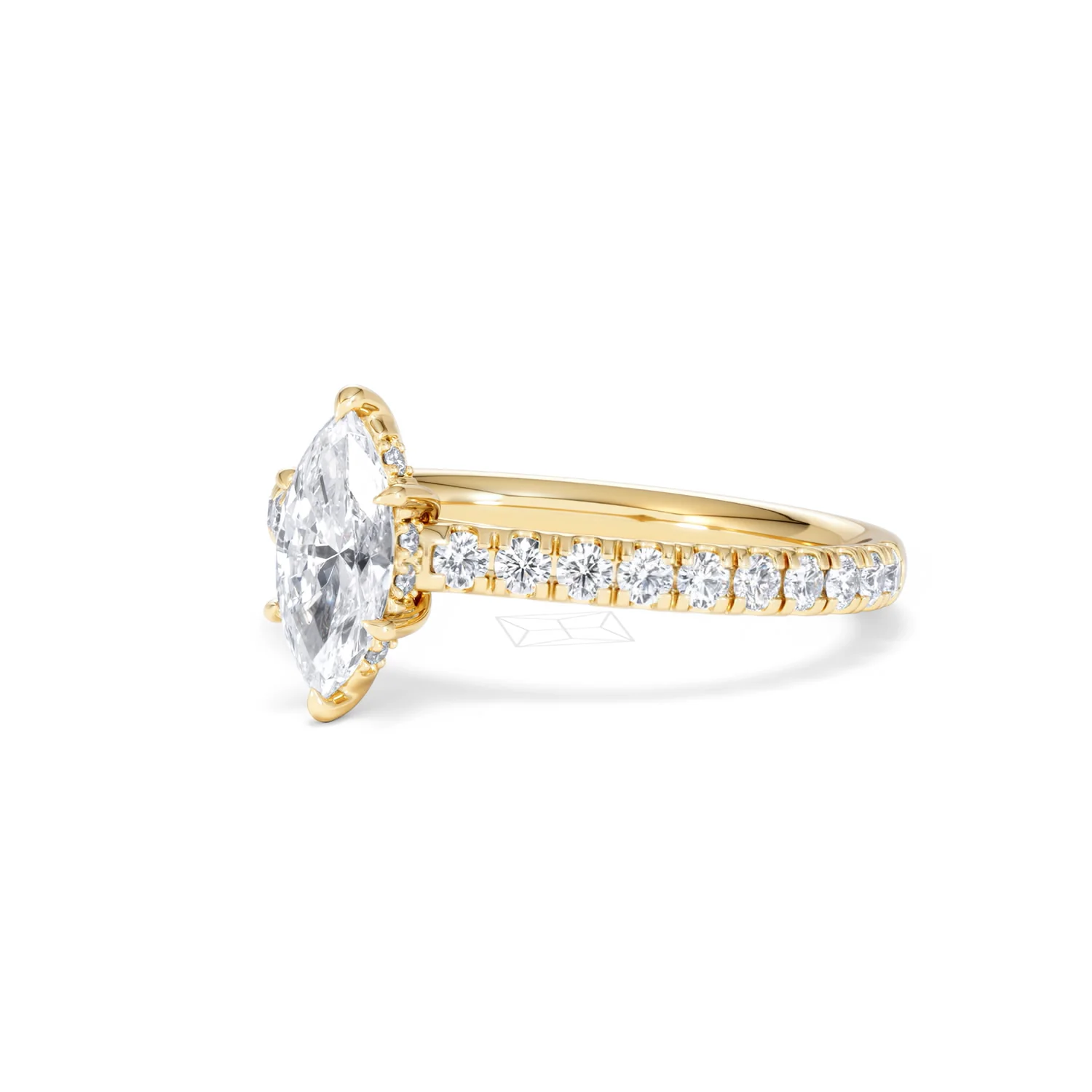 Amora Marquise 0.97ct Hidden Halo Lab Diamond Engagement Ring With Side Stones Set in 18K Gold - Image 80
