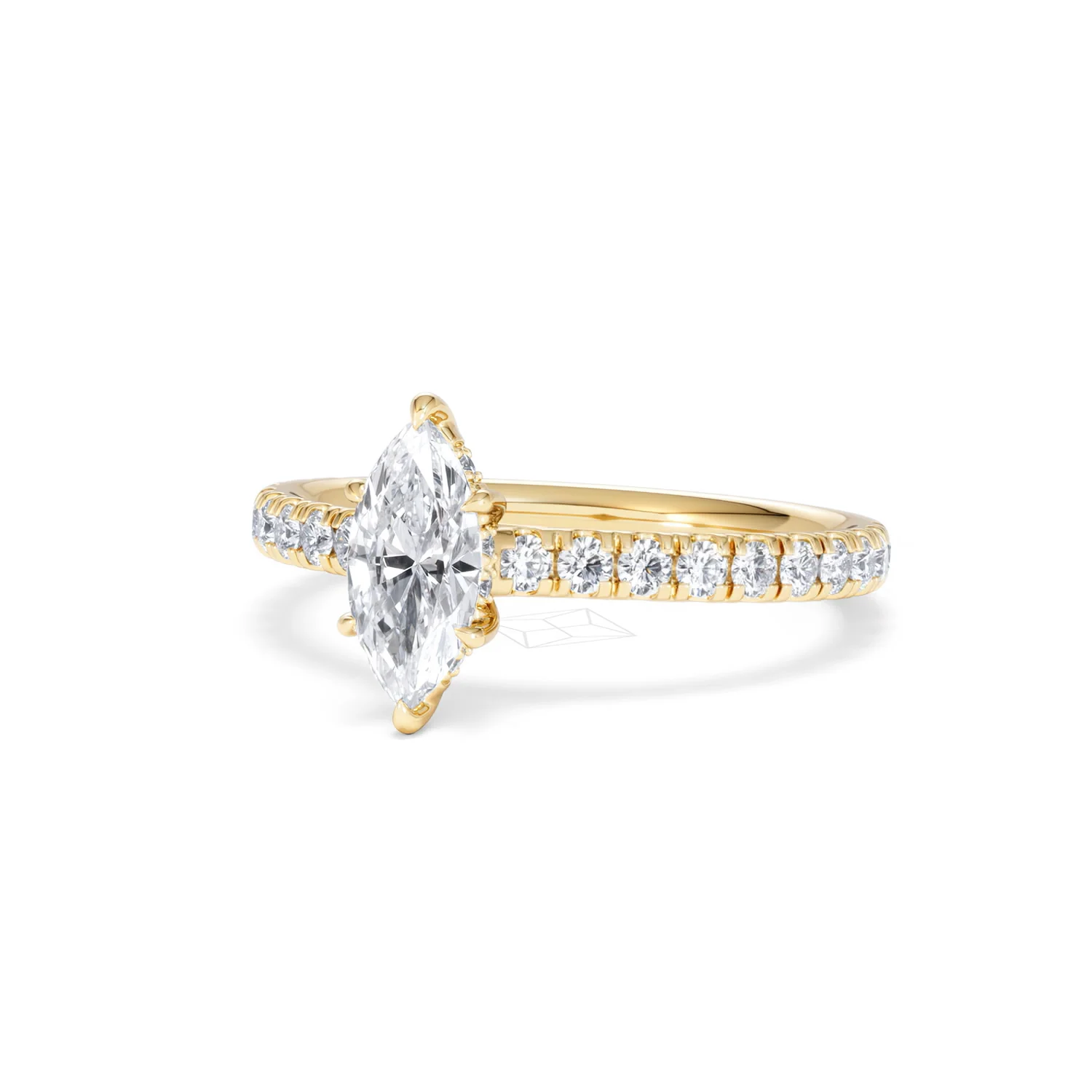 Amora Marquise 0.97ct Hidden Halo Lab Diamond Engagement Ring With Side Stones Set in 18K Gold - Image 83
