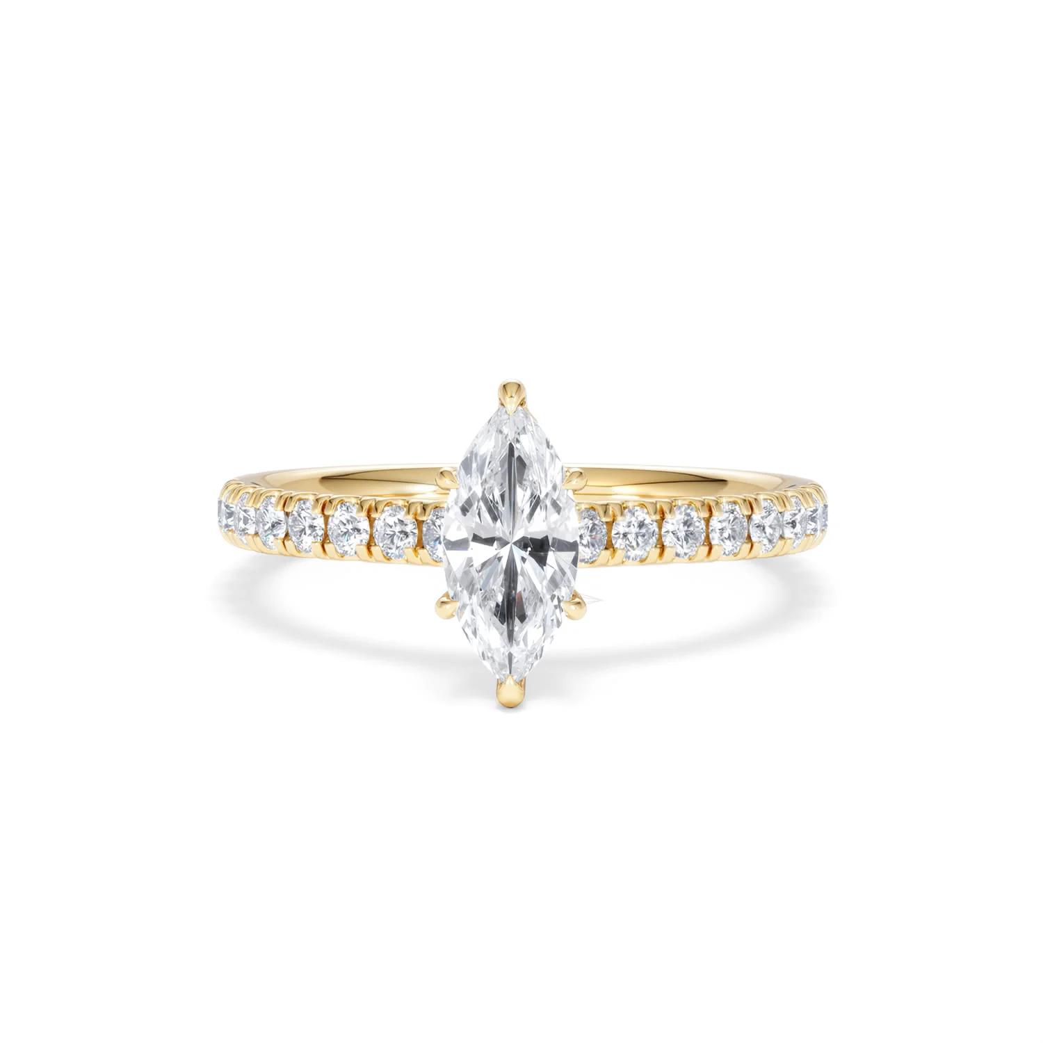 Amora Marquise 0.97ct Hidden Halo Lab Diamond Engagement Ring With Side Stones Set in 18K Gold - Image 87