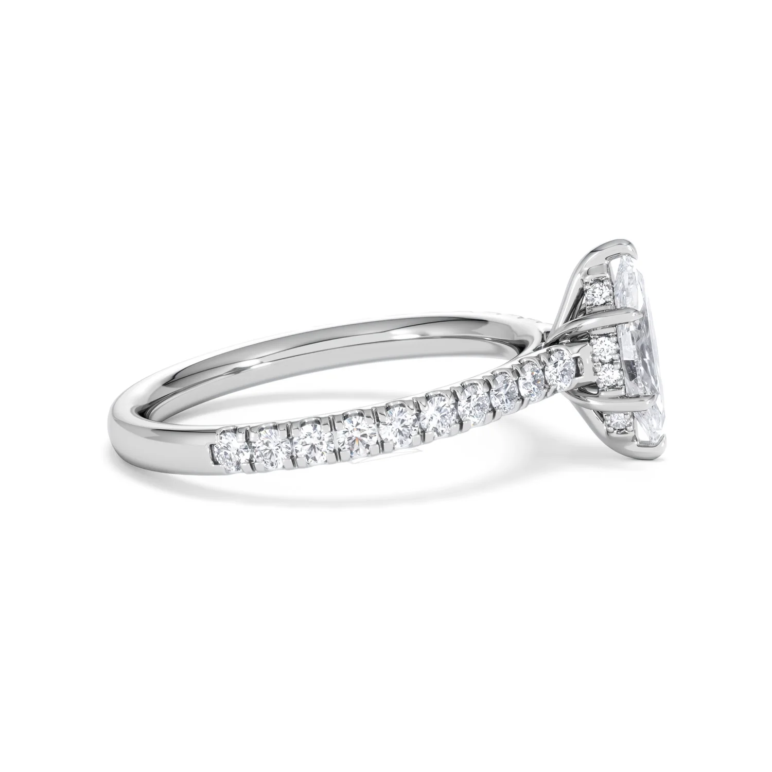 Amora Marquise 0.97ct Hidden Halo Lab Diamond Engagement Ring with Side Stones Set in 18K White Gold - Image 26