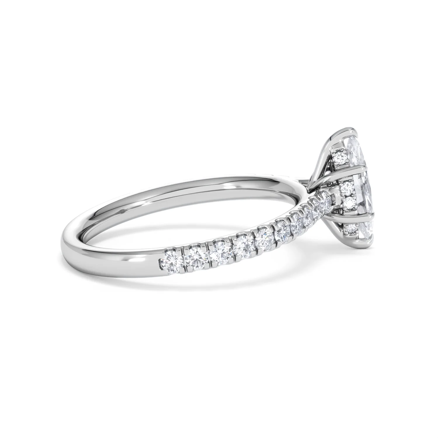 Amora Marquise 0.97ct Hidden Halo Lab Diamond Engagement Ring with Side Stones Set in 18K White Gold - Image 30