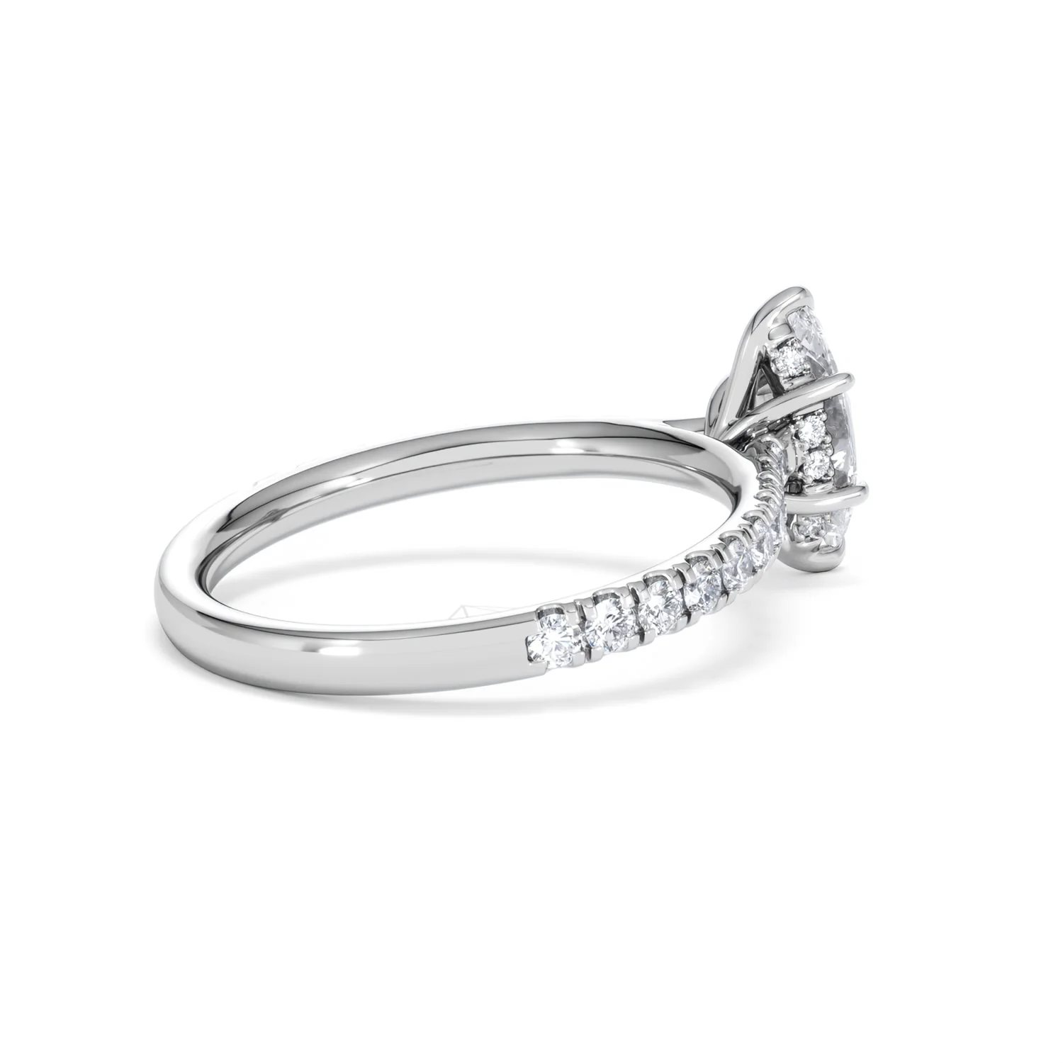 Amora Marquise 0.97ct Hidden Halo Lab Diamond Engagement Ring with Side Stones Set in 18K White Gold - Image 35