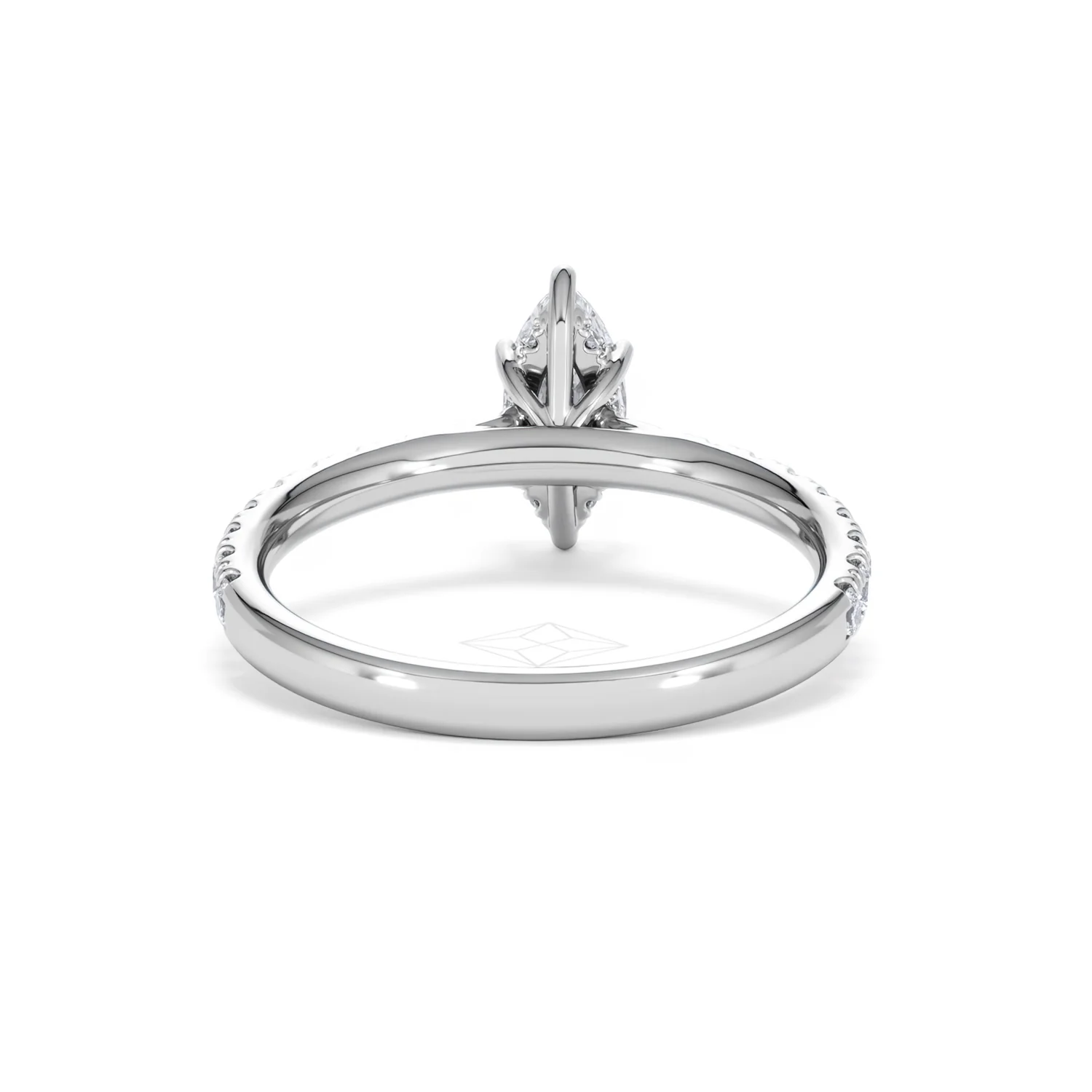 Amora Marquise 0.97ct Hidden Halo Lab Diamond Engagement Ring with Side Stones Set in 18K White Gold - Image 47