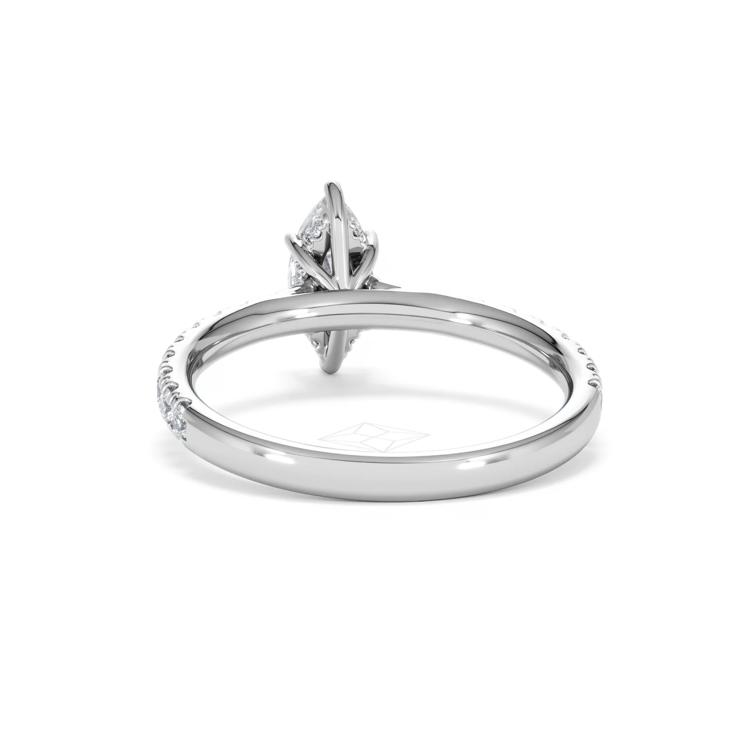 Amora Marquise 0.97ct Hidden Halo Lab Diamond Engagement Ring with Side Stones Set in 18K White Gold - Image 50