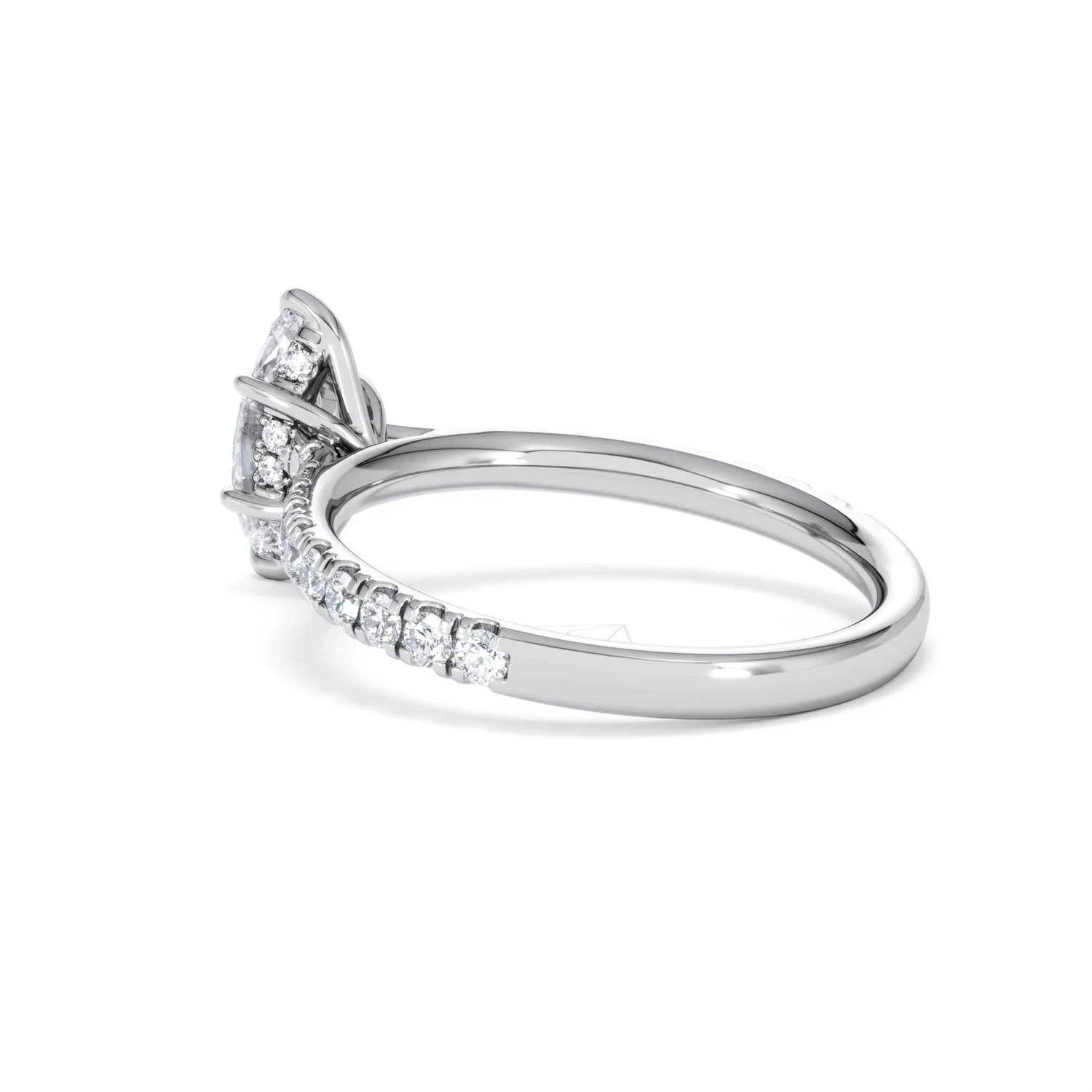 Amora Marquise 0.97ct Hidden Halo Lab Diamond Engagement Ring with Side Stones Set in 18K White Gold - Image 59