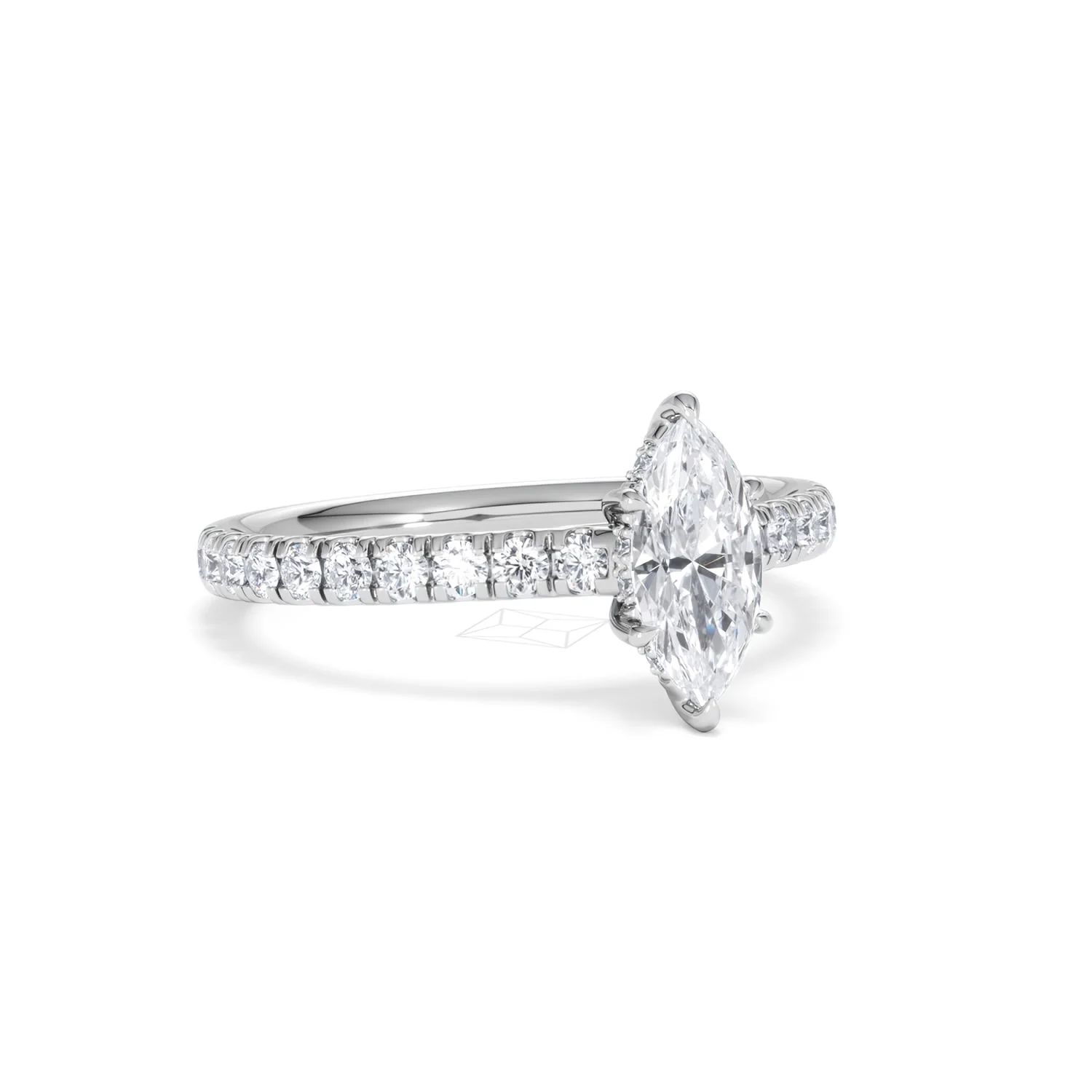 Amora Marquise 0.97ct Hidden Halo Lab Diamond Engagement Ring With Side Stones Set in Platinum - Image 13
