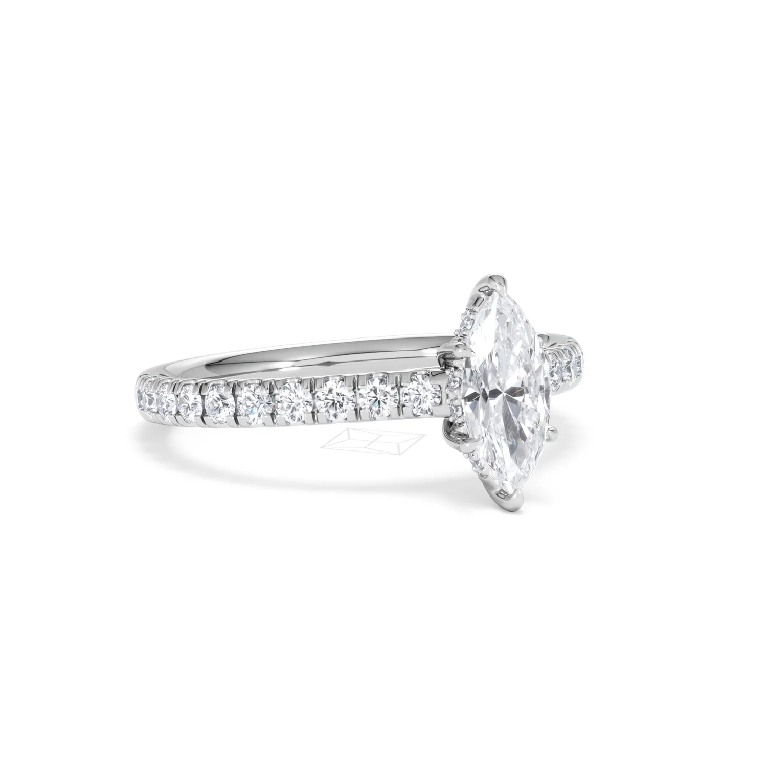 Amora Marquise 0.97ct Hidden Halo Lab Diamond Engagement Ring With Side Stones Set in Platinum - Image 14