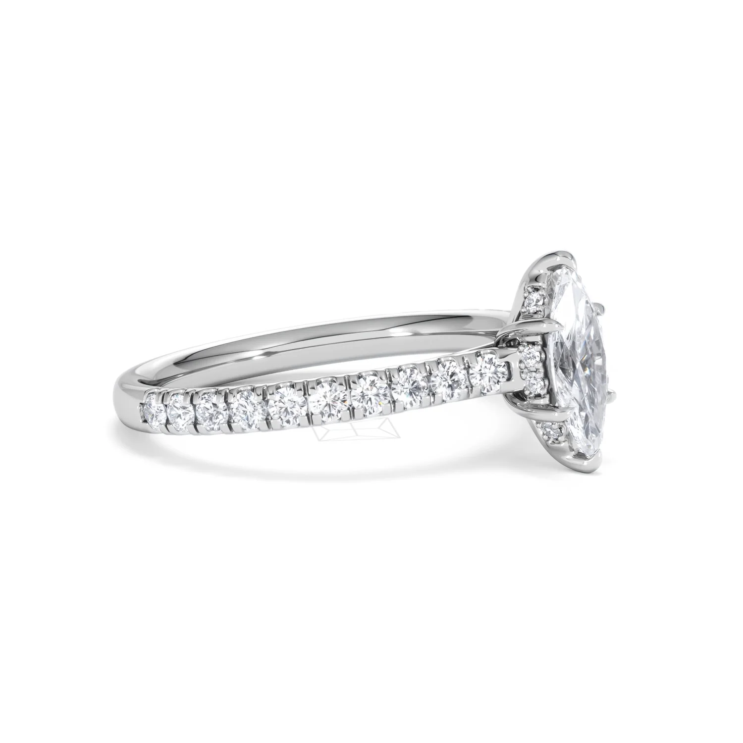 Amora Marquise 0.97ct Hidden Halo Lab Diamond Engagement Ring With Side Stones Set in Platinum - Image 20