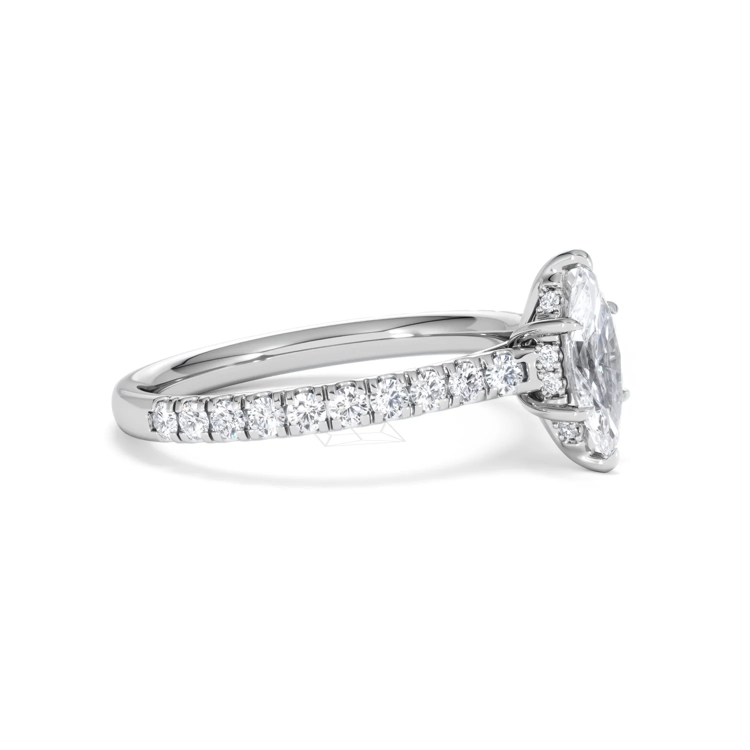 Amora Marquise 0.97ct Hidden Halo Lab Diamond Engagement Ring With Side Stones Set in Platinum - Image 21