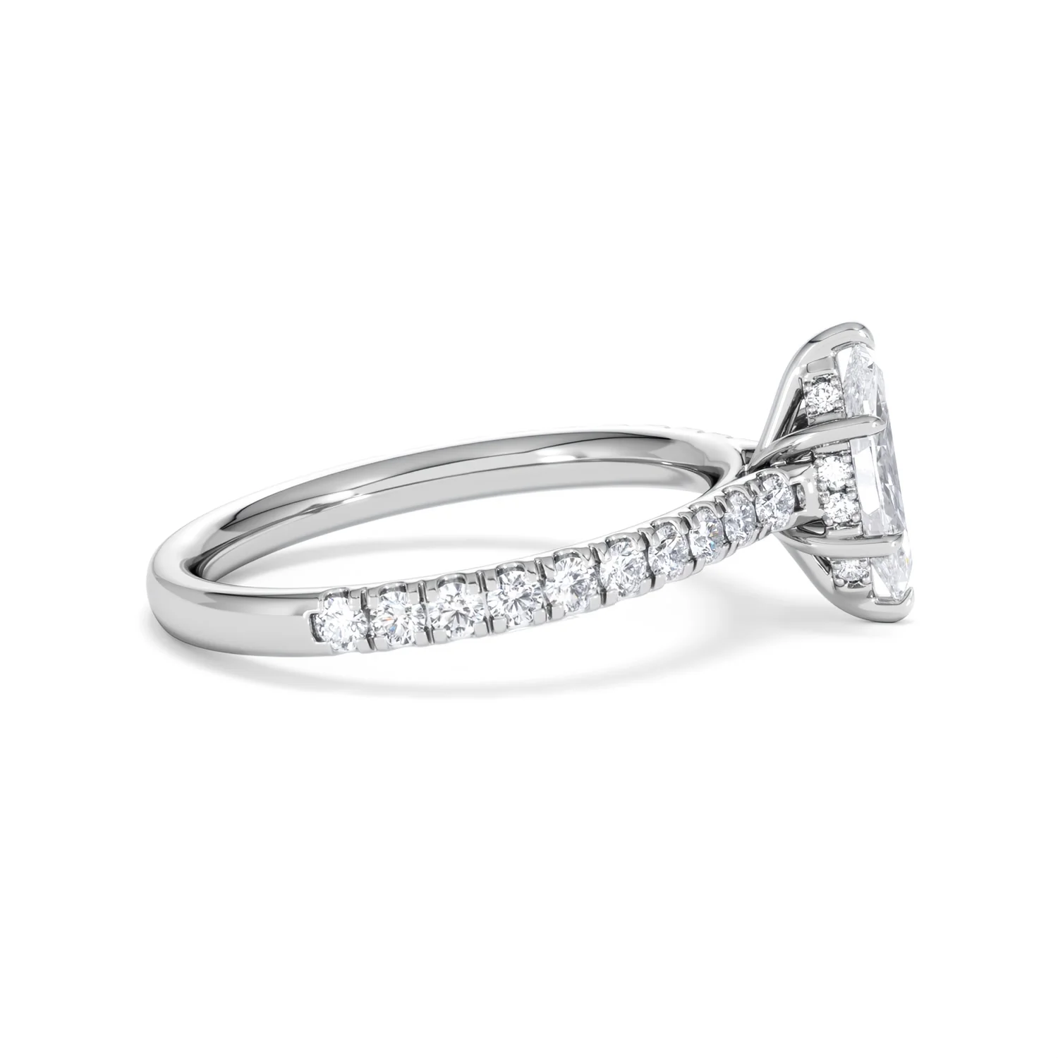 Amora Marquise 0.97ct Hidden Halo Lab Diamond Engagement Ring With Side Stones Set in Platinum - Image 27