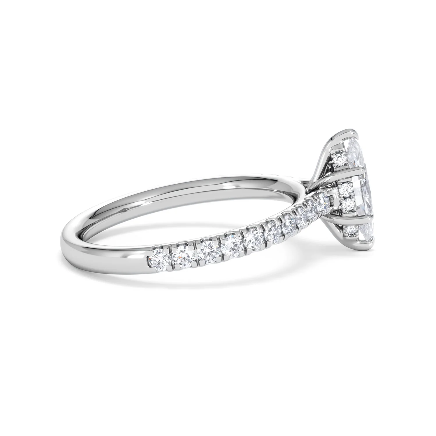 Amora Marquise 0.97ct Hidden Halo Lab Diamond Engagement Ring With Side Stones Set in Platinum - Image 29
