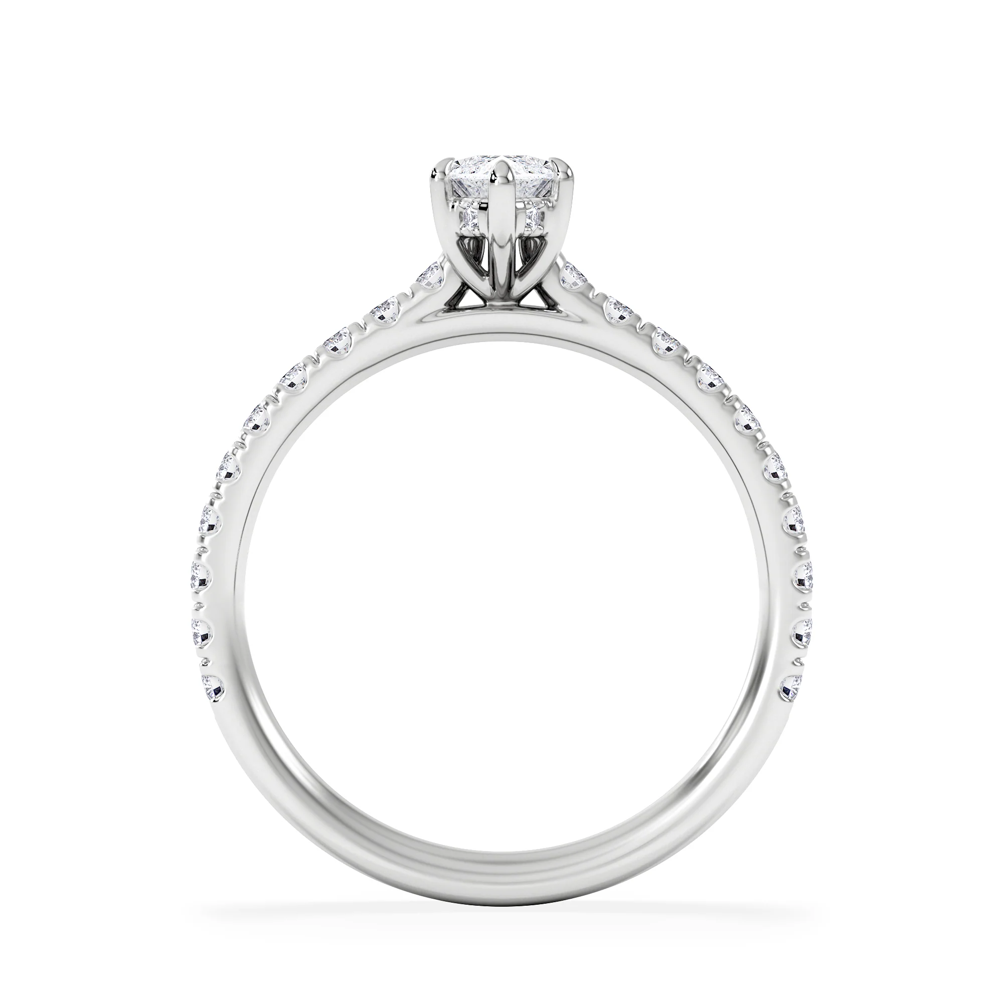 Amora Marquise 0.97ct Hidden Halo Lab Diamond Engagement Ring With Side Stones Set in Platinum - Image 3