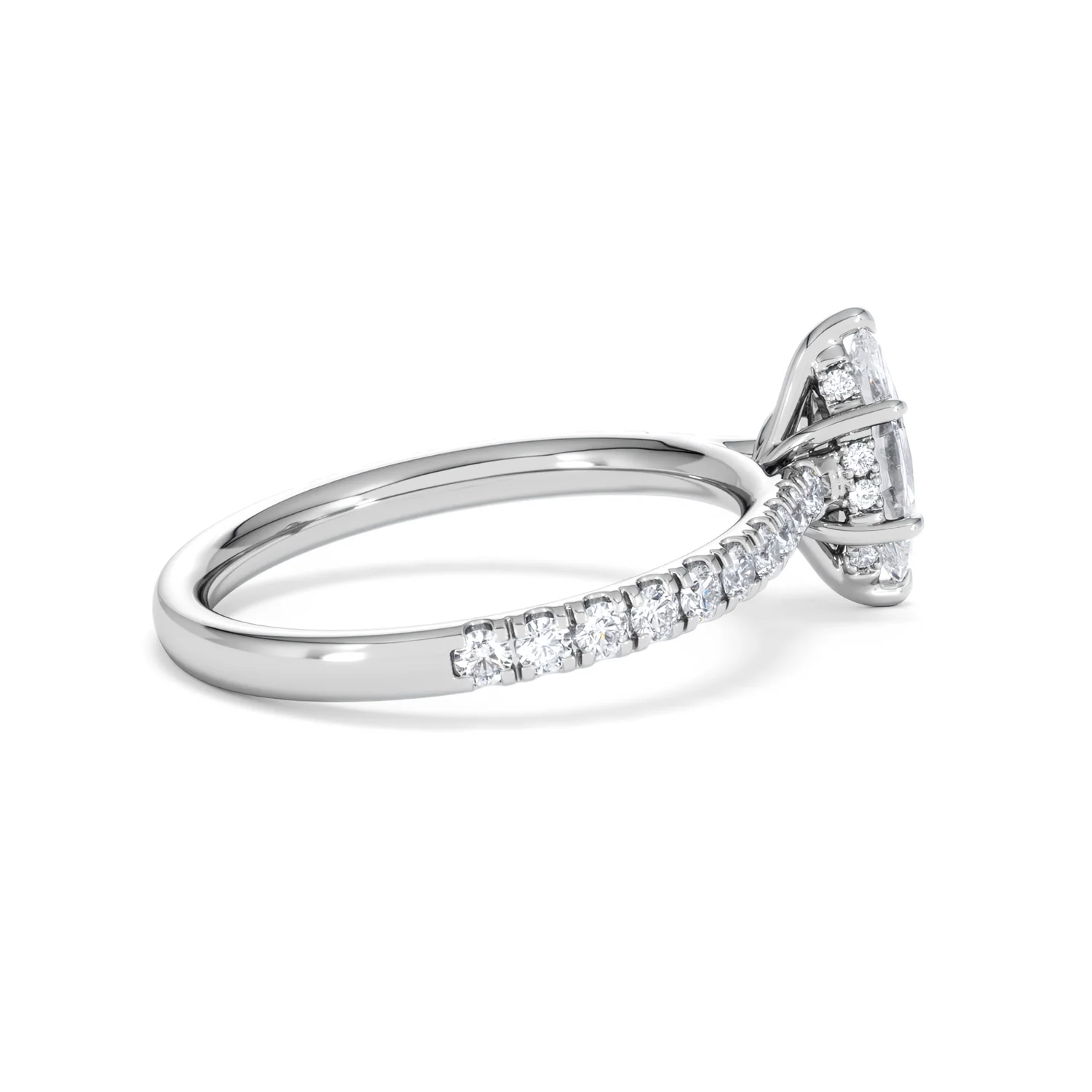 Amora Marquise 0.97ct Hidden Halo Lab Diamond Engagement Ring With Side Stones Set in Platinum - Image 32