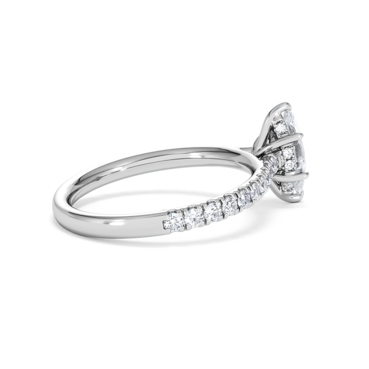 Amora Marquise 0.97ct Hidden Halo Lab Diamond Engagement Ring With Side Stones Set in Platinum - Image 33