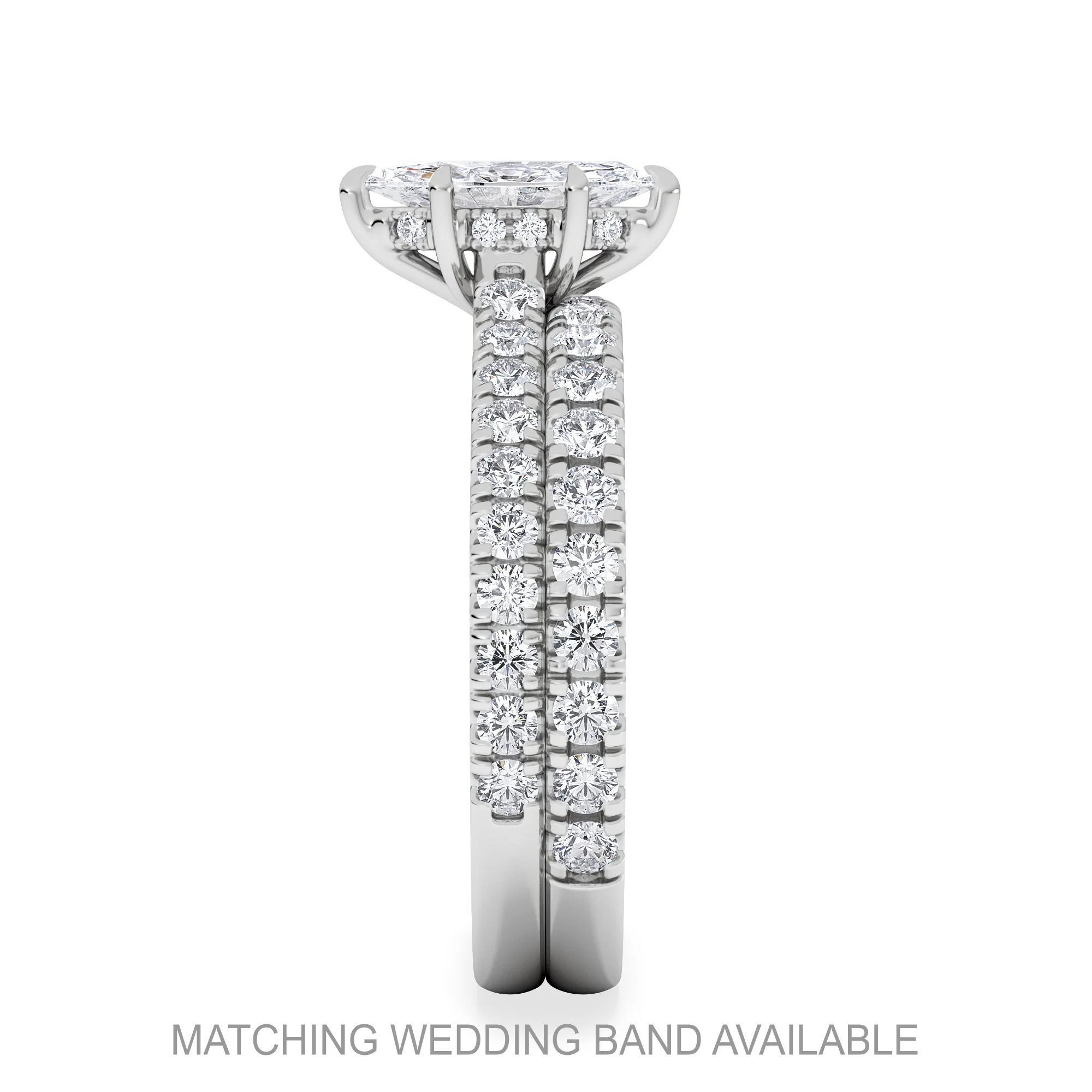 Amora Marquise 0.97ct Hidden Halo Lab Diamond Engagement Ring With Side Stones Set in Platinum - Image 5
