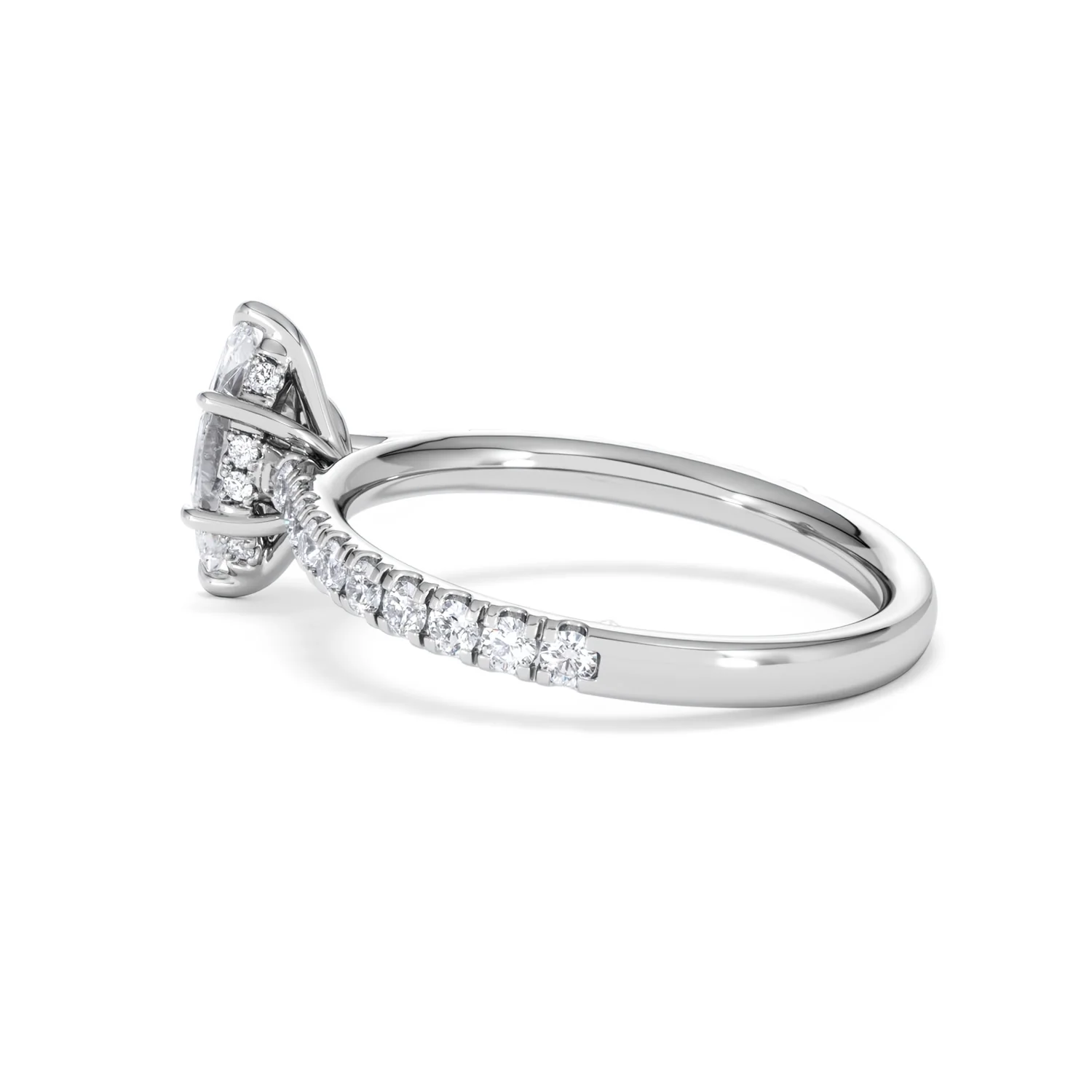 Amora Marquise 0.97ct Hidden Halo Lab Diamond Engagement Ring With Side Stones Set in Platinum - Image 62