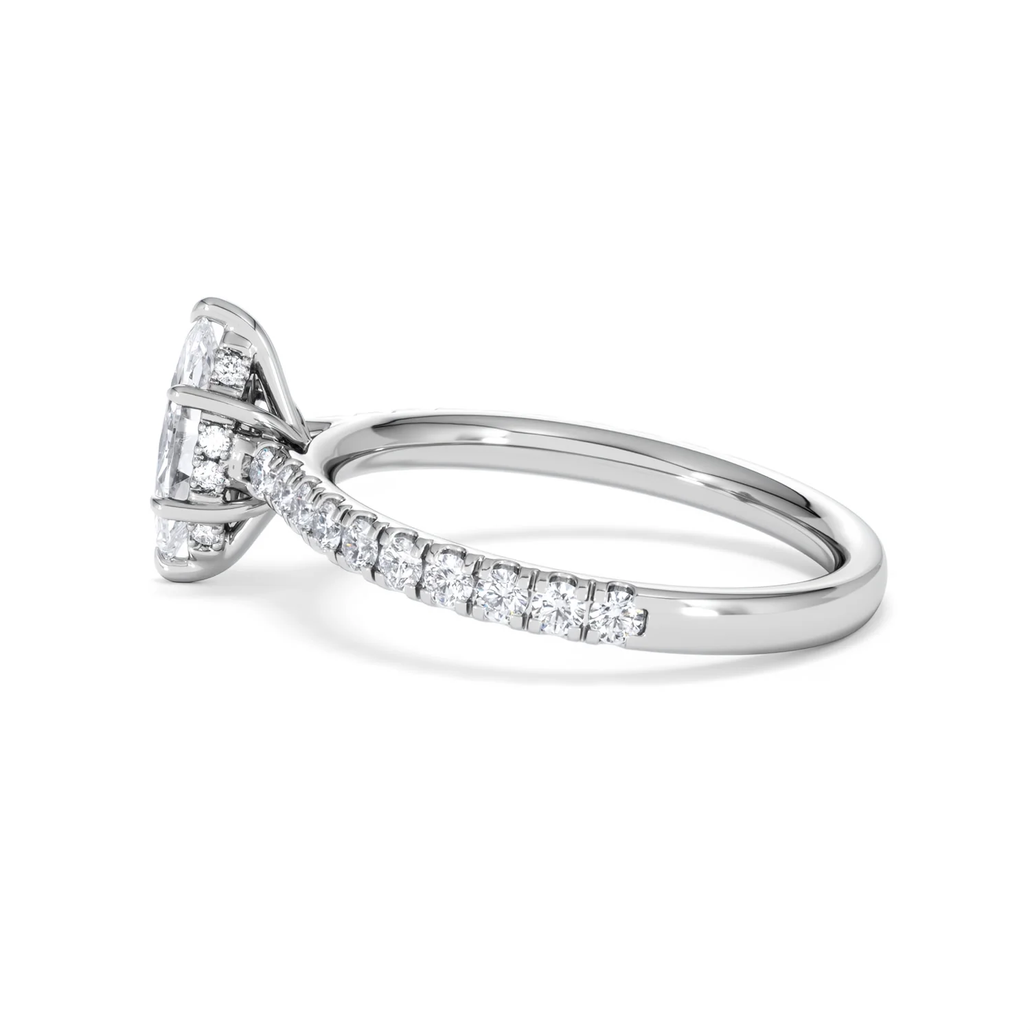 Amora Marquise 0.97ct Hidden Halo Lab Diamond Engagement Ring With Side Stones Set in Platinum - Image 65