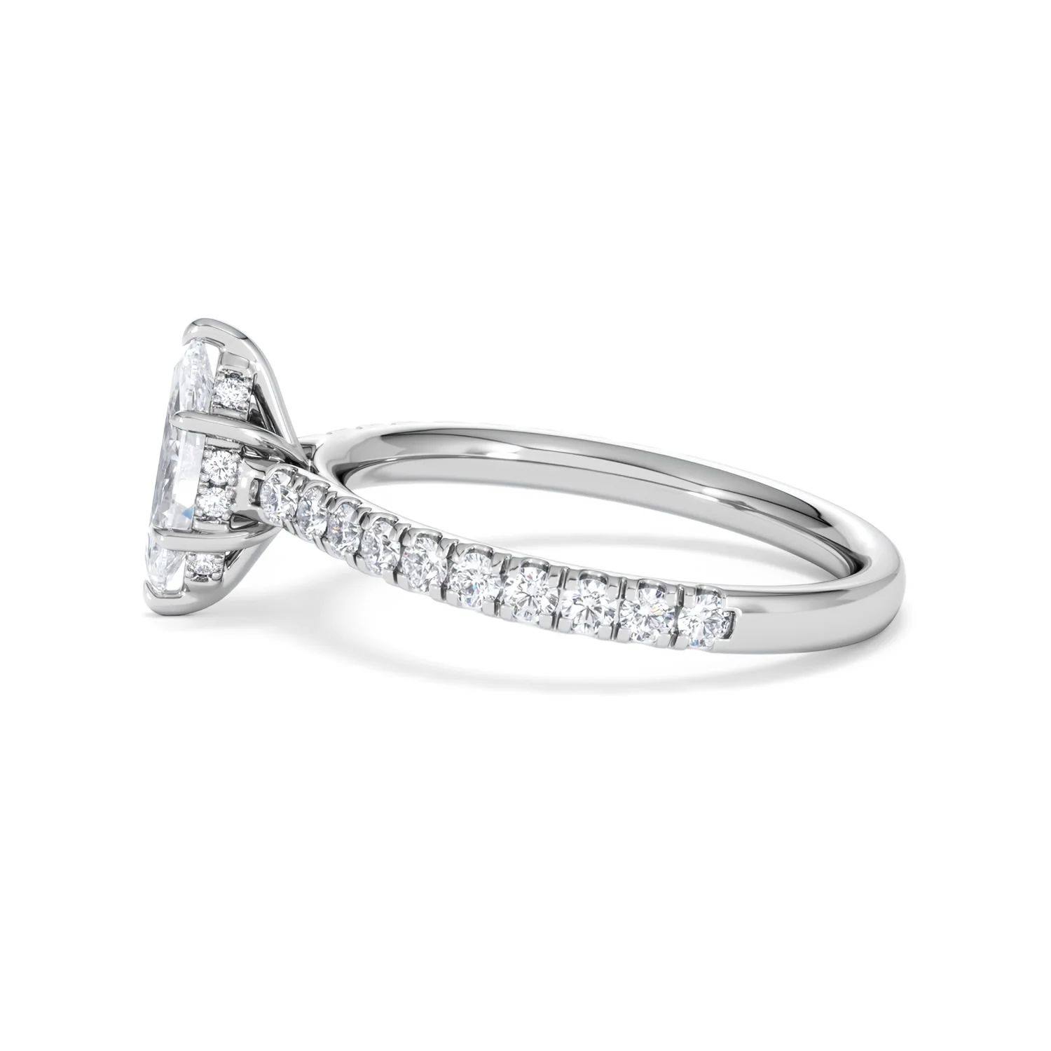 Amora Marquise 0.97ct Hidden Halo Lab Diamond Engagement Ring With Side Stones Set in Platinum - Image 68