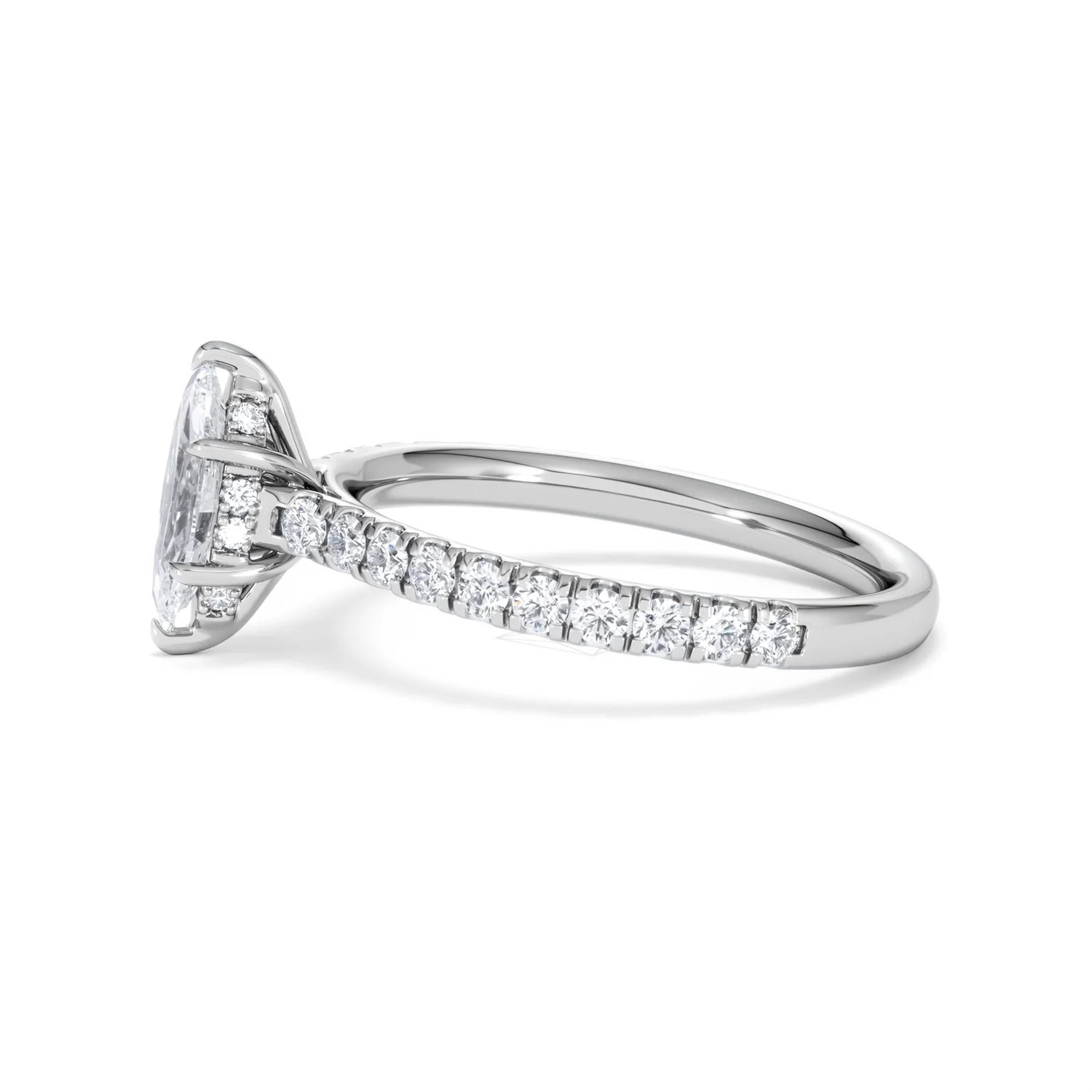 Amora Marquise 0.97ct Hidden Halo Lab Diamond Engagement Ring With Side Stones Set in Platinum - Image 70