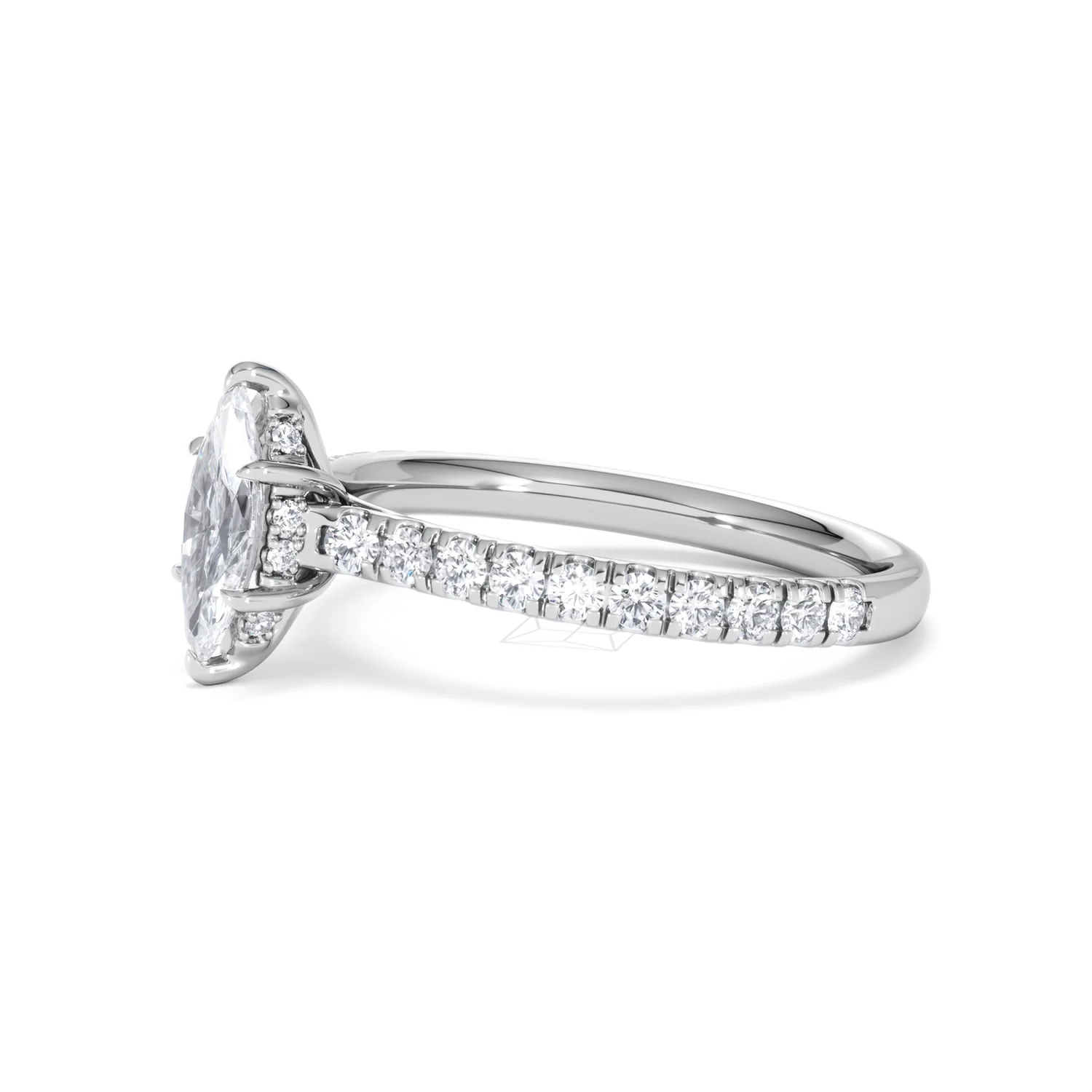 Amora Marquise 0.97ct Hidden Halo Lab Diamond Engagement Ring With Side Stones Set in Platinum - Image 74