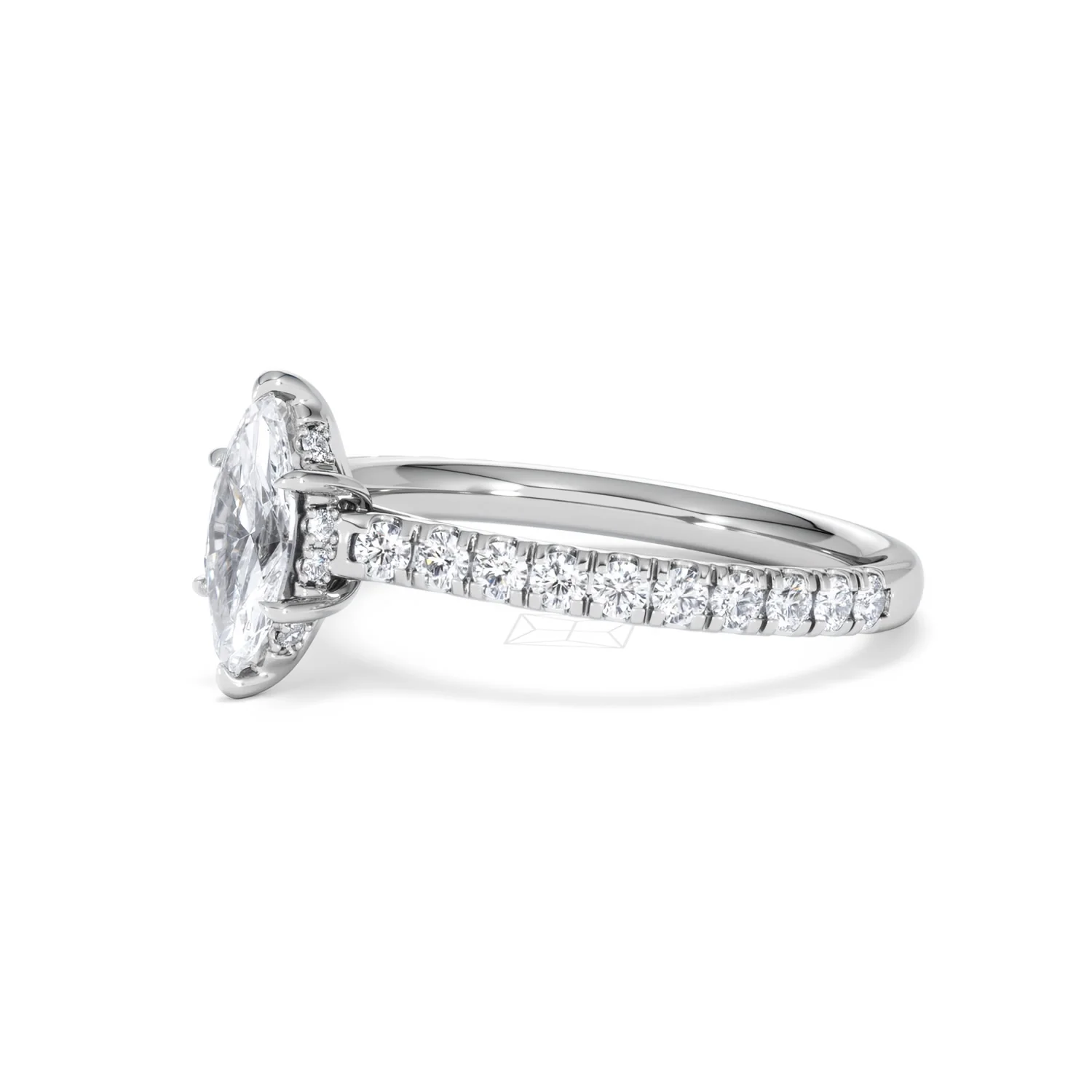 Amora Marquise 0.97ct Hidden Halo Lab Diamond Engagement Ring With Side Stones Set in Platinum - Image 76