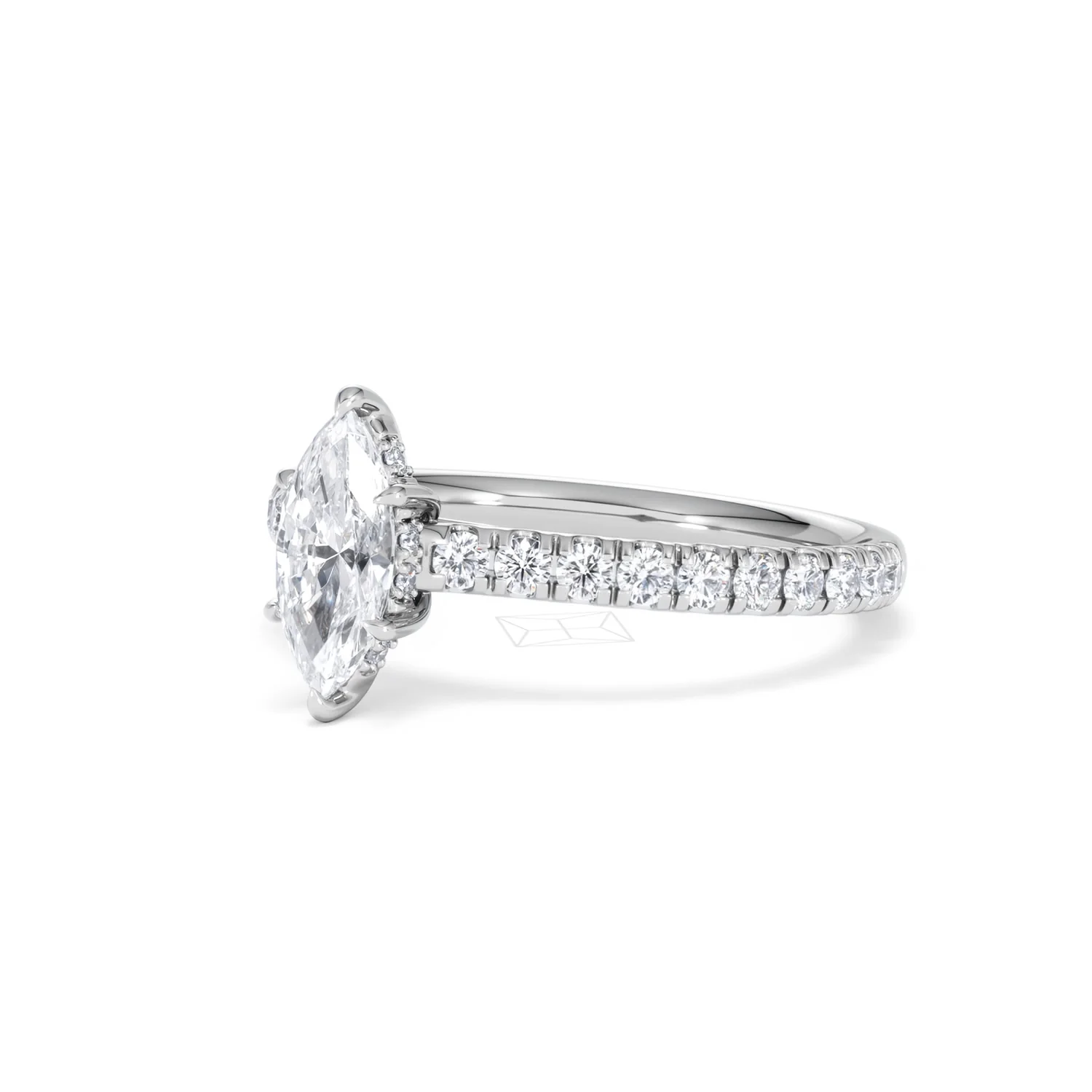 Amora Marquise 0.97ct Hidden Halo Lab Diamond Engagement Ring With Side Stones Set in Platinum - Image 80
