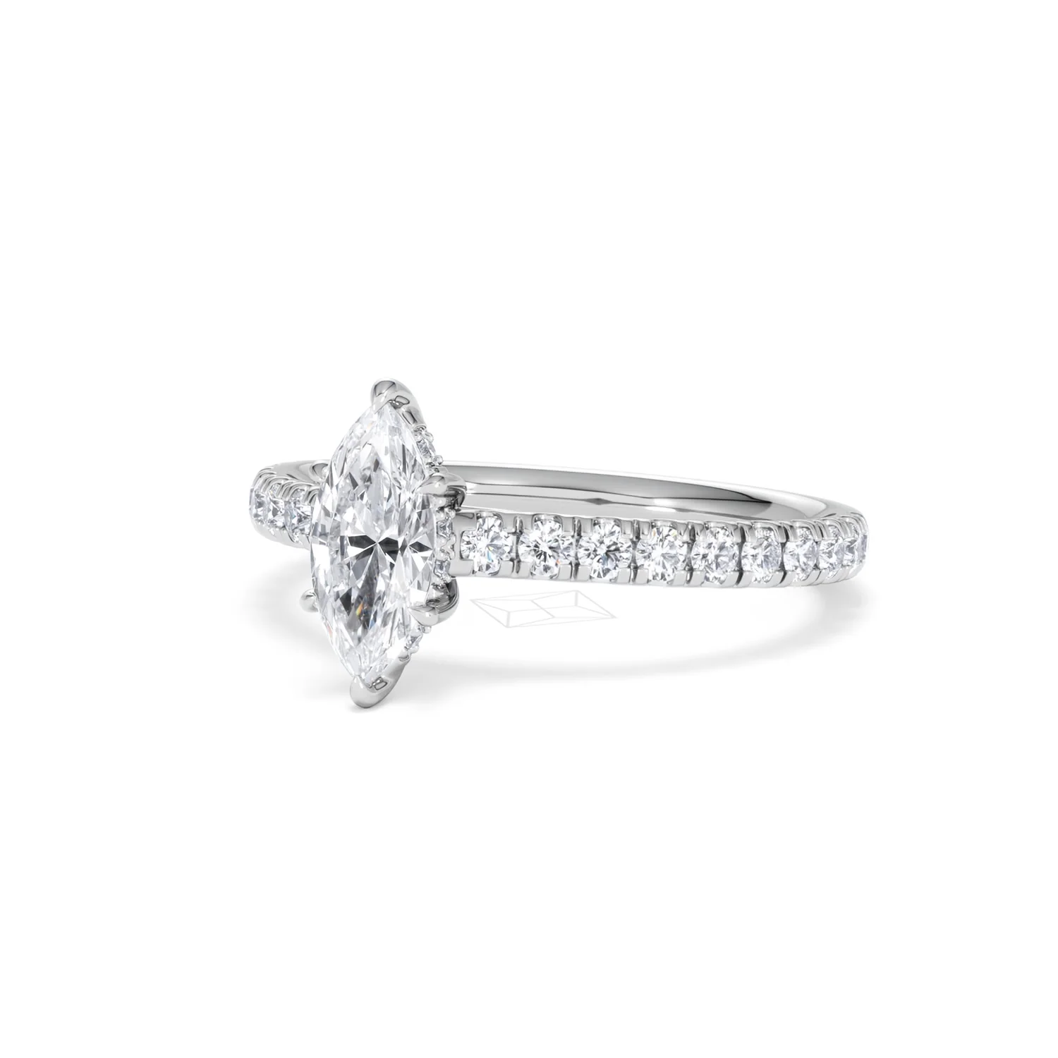 Amora Marquise 0.97ct Hidden Halo Lab Diamond Engagement Ring With Side Stones Set in Platinum - Image 82