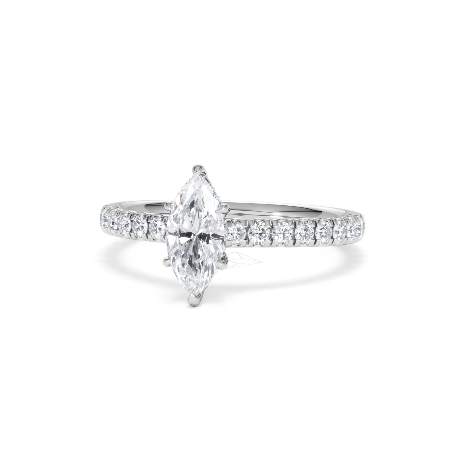 Amora Marquise 0.97ct Hidden Halo Lab Diamond Engagement Ring With Side Stones Set in Platinum - Image 85