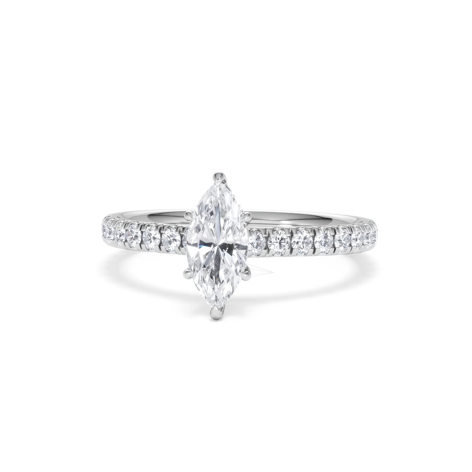 Amora Marquise 0.97ct Hidden Halo Lab Diamond Engagement Ring With Side Stones Set in Platinum - Image 86