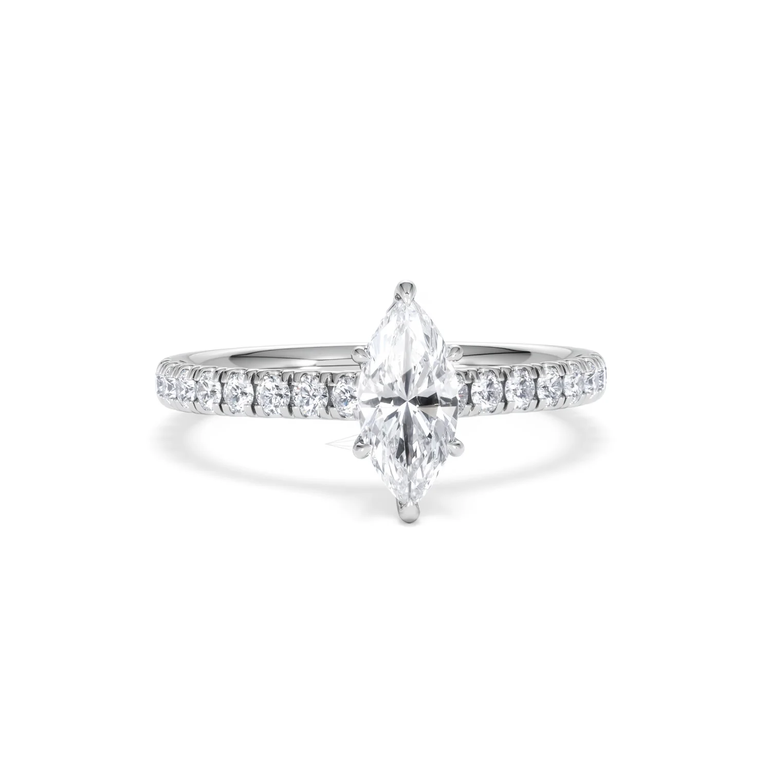 Amora Marquise 0.97ct Hidden Halo Lab Diamond Engagement Ring With Side Stones Set in Platinum - Image 9