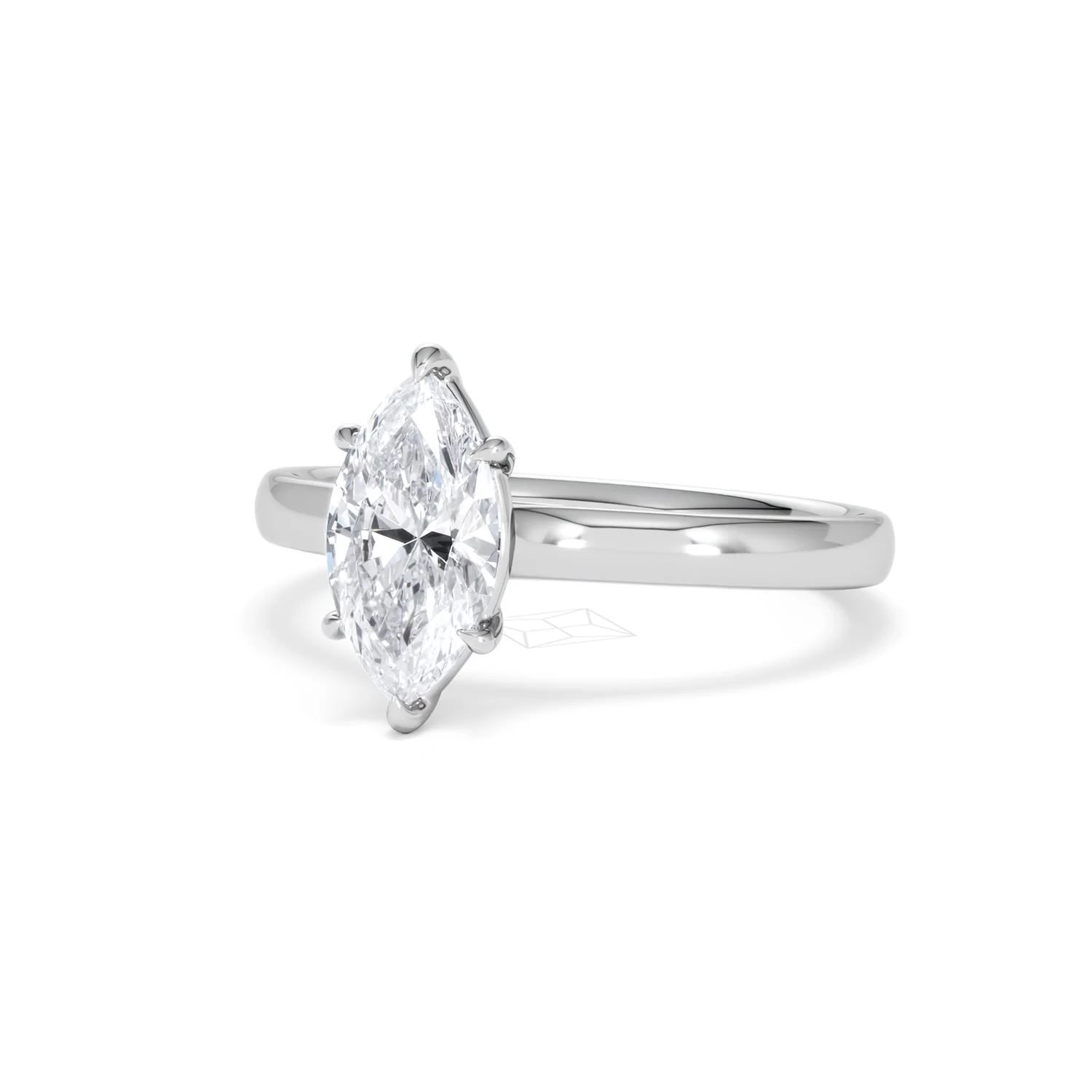 Amora Marquise 1.00ct Lab Diamond Engagement Ring F/VS Set in 18K White Gold - Image 84