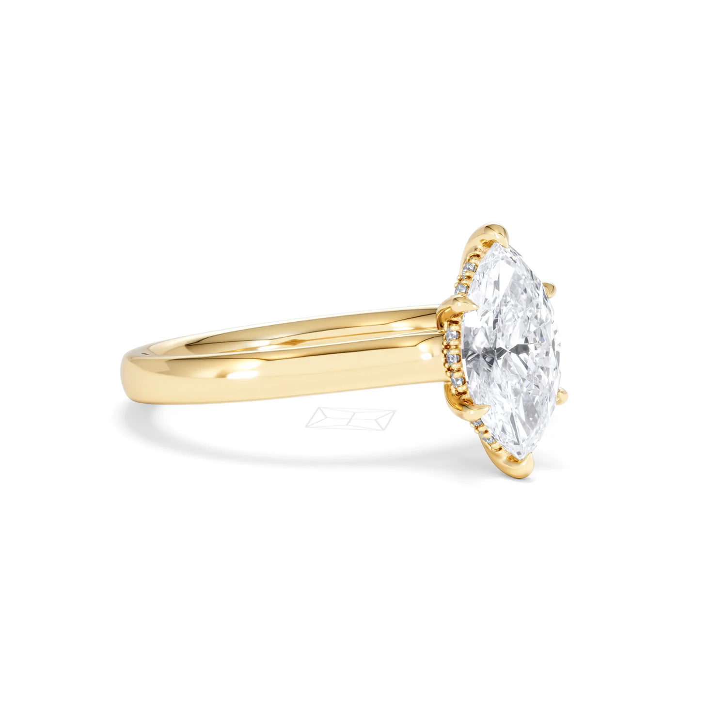 Amora Marquise 1.07ct Hidden Halo Lab Diamond Engagement Ring F/VS Set in 18K Gold - Image 18