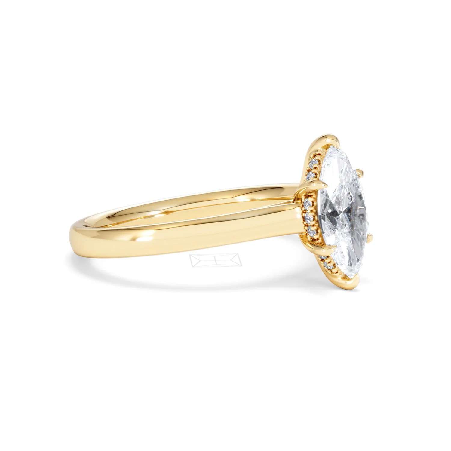 Amora Marquise 1.07ct Hidden Halo Lab Diamond Engagement Ring F/VS Set in 18K Gold - Image 21
