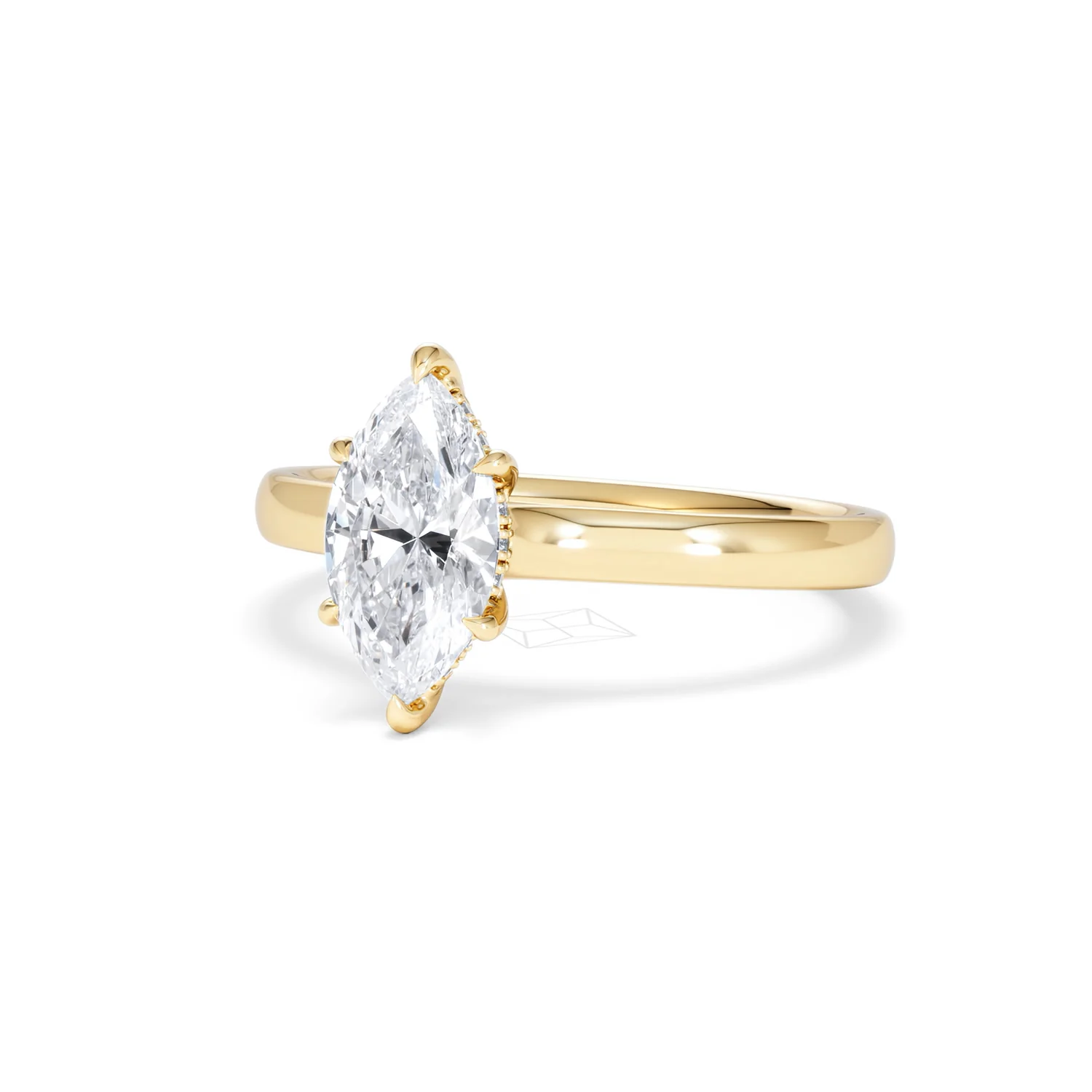Amora Marquise 1.07ct Hidden Halo Lab Diamond Engagement Ring F/VS Set in 18K Gold - Image 85