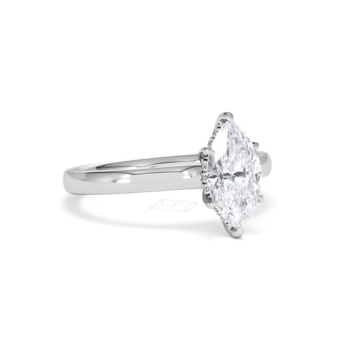 Amora Marquise 1.07ct Hidden Halo Lab Diamond Engagement Ring F/VS Set in 18K White Gold - Image 15