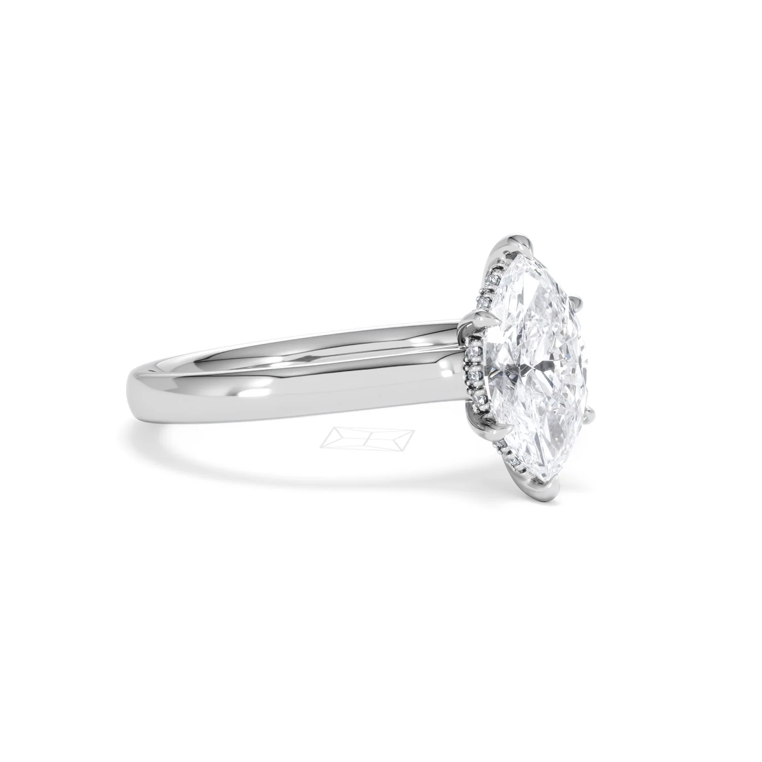 Amora Marquise 1.07ct Hidden Halo Lab Diamond Engagement Ring F/VS Set in 18K White Gold - Image 17