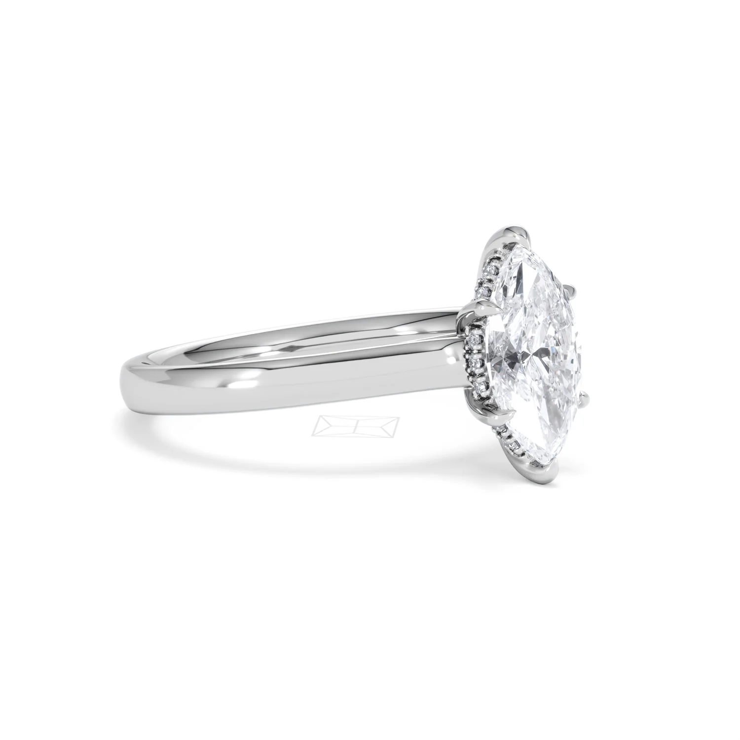Amora Marquise 1.07ct Hidden Halo Lab Diamond Engagement Ring F/VS Set in 18K White Gold - Image 18
