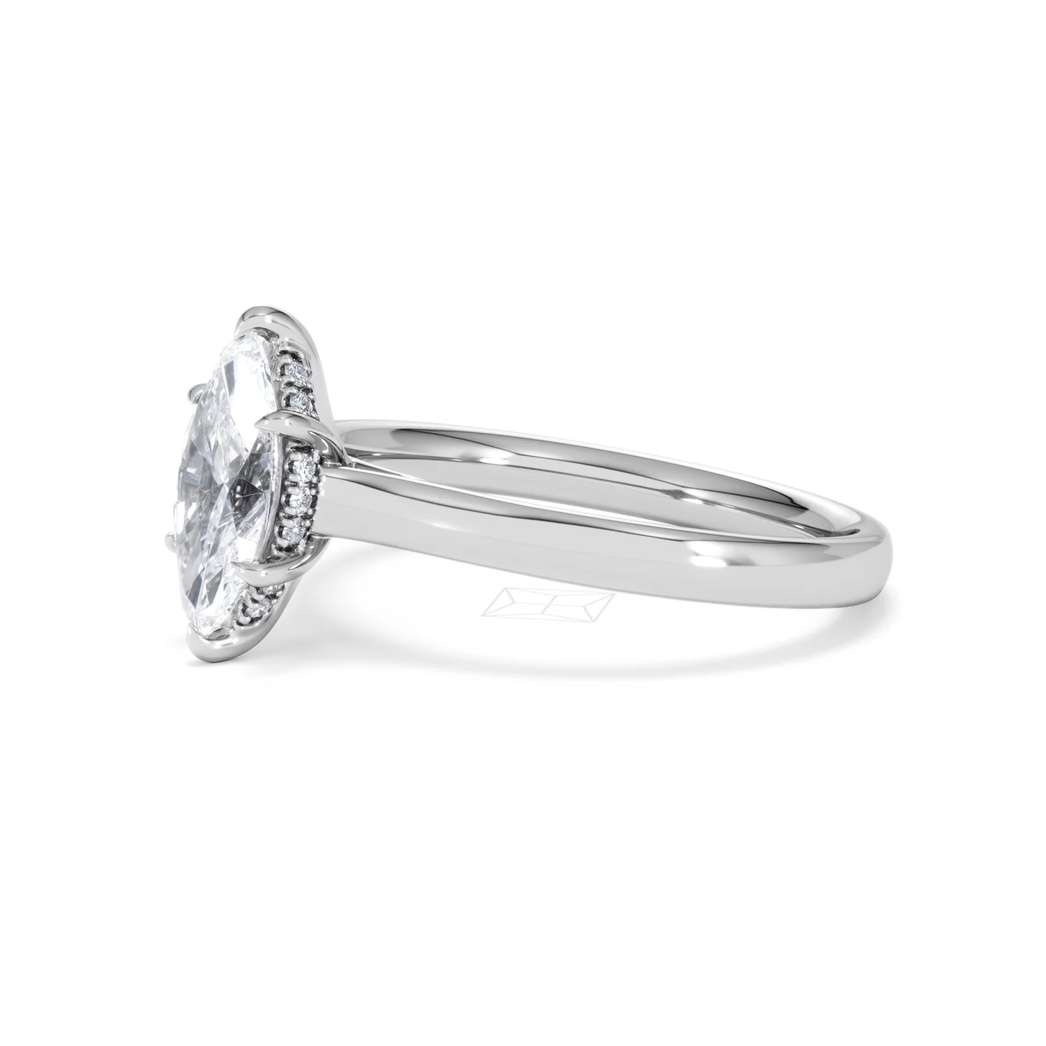 Amora Marquise 1.07ct Hidden Halo Lab Diamond Engagement Ring F/VS Set in 18K White Gold - Image 76