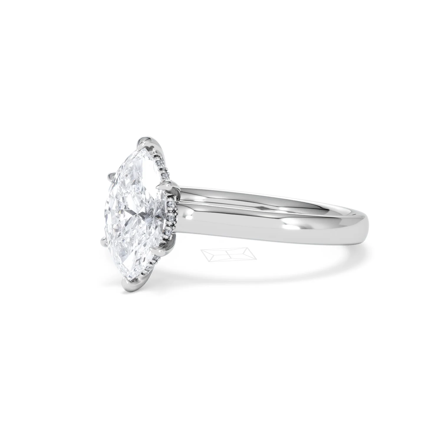 Amora Marquise 1.07ct Hidden Halo Lab Diamond Engagement Ring F/VS Set in 18K White Gold - Image 81