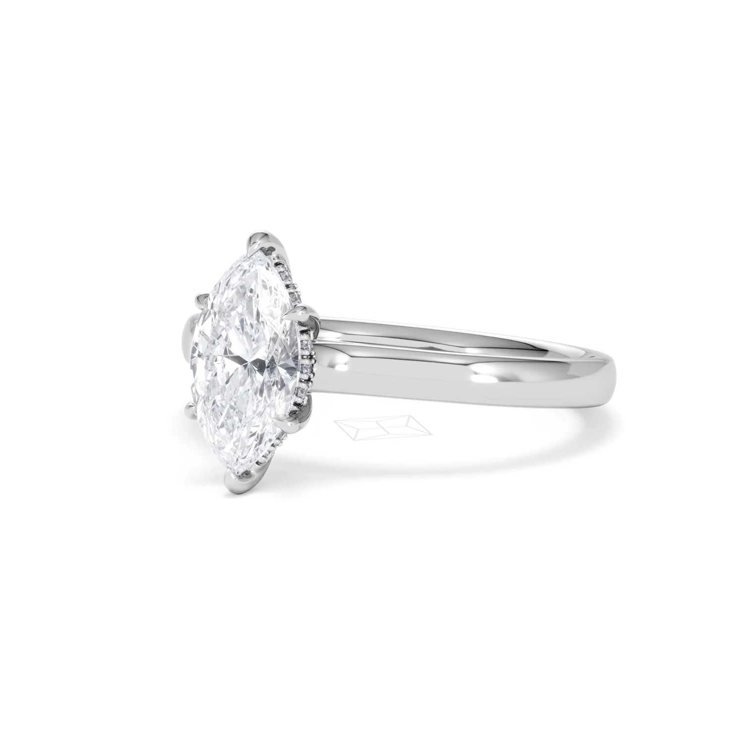 Amora Marquise 1.07ct Hidden Halo Lab Diamond Engagement Ring F/VS Set in 18K White Gold - Image 82