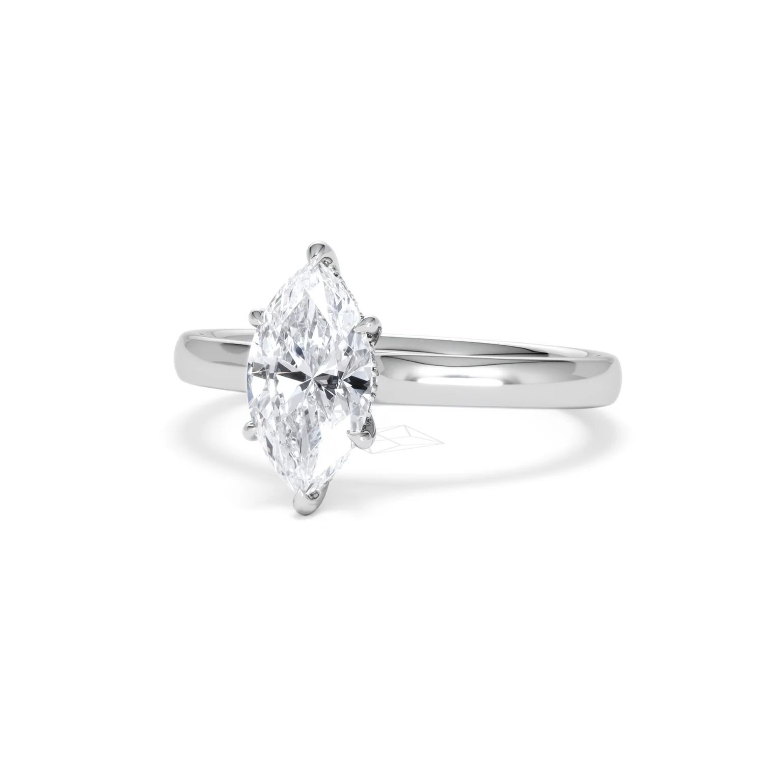 Amora Marquise 1.07ct Hidden Halo Lab Diamond Engagement Ring F/VS Set in 18K White Gold - Image 85