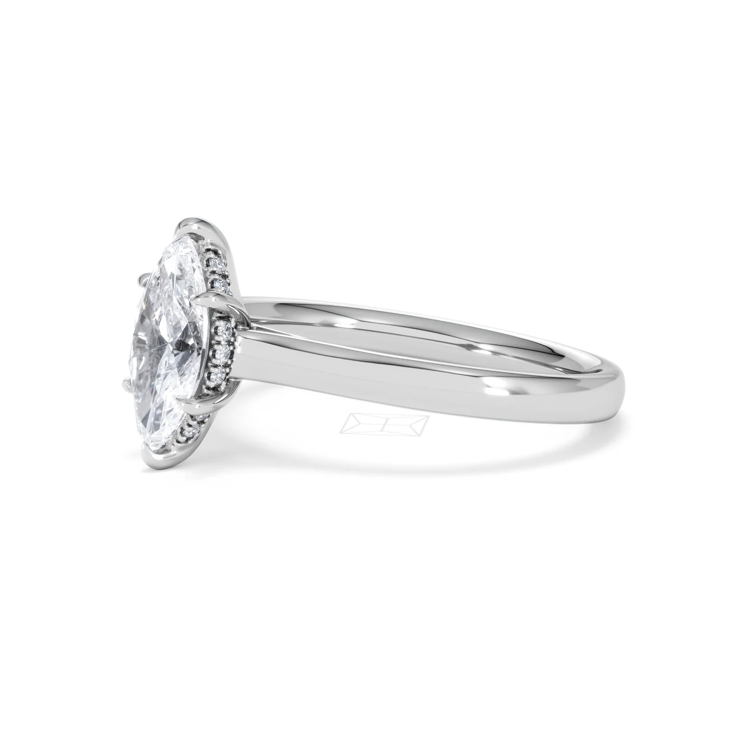 Amora Marquise 1.07ct Hidden Halo Lab Diamond Engagement Ring F/VS Set in Platinum - Image 77