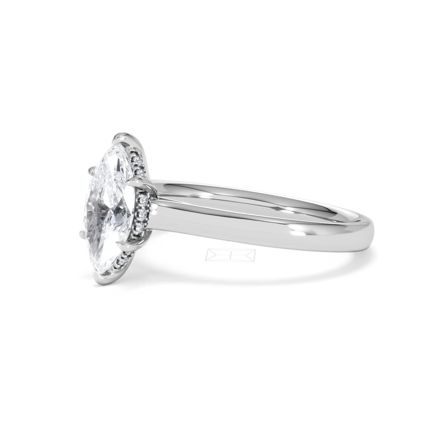 Amora Marquise 1.07ct Hidden Halo Lab Diamond Engagement Ring F/VS Set in Platinum - Image 78
