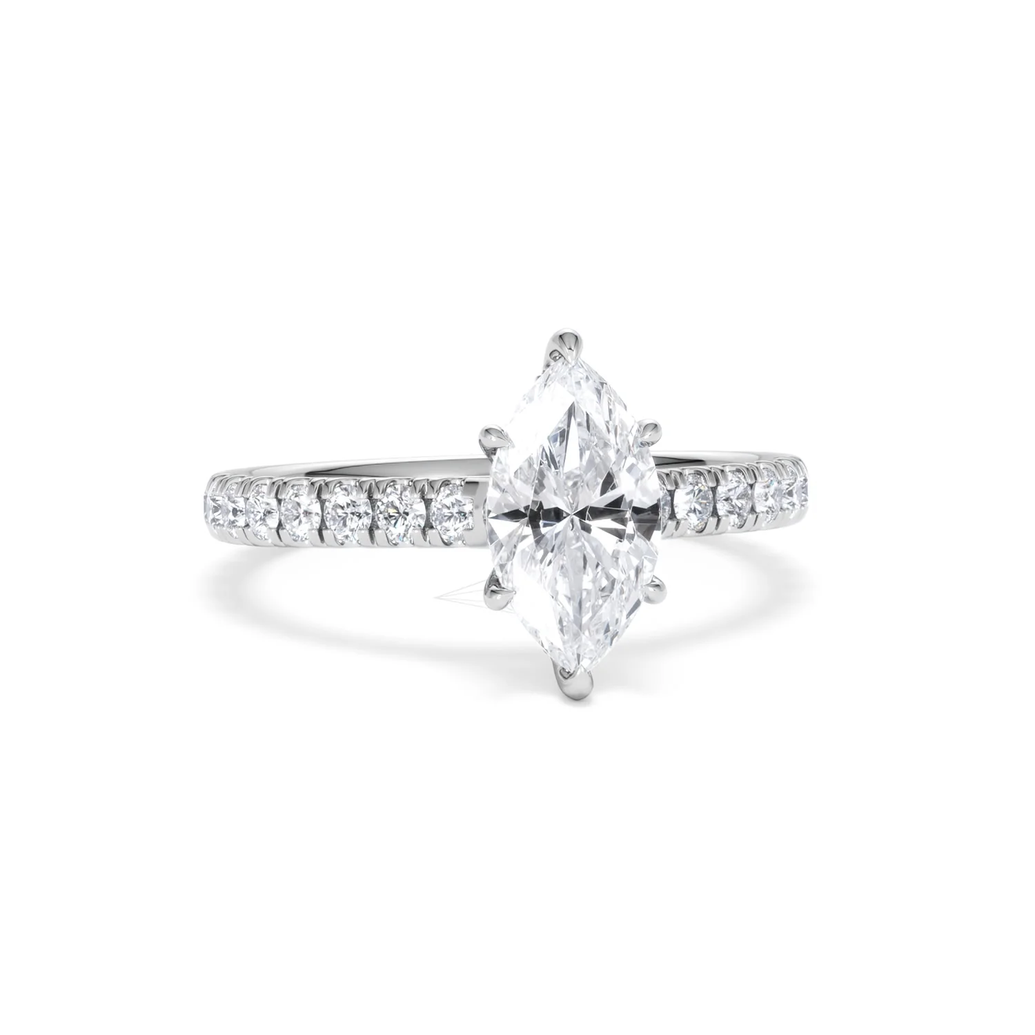 Amora Marquise 1.47ct Hidden Halo Engagement Ring With Side Stone Set in Platinum - Image 10