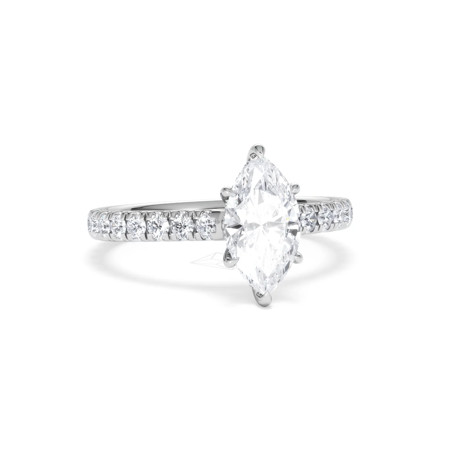 Amora Marquise 1.47ct Hidden Halo Engagement Ring With Side Stone Set in Platinum - Image 11