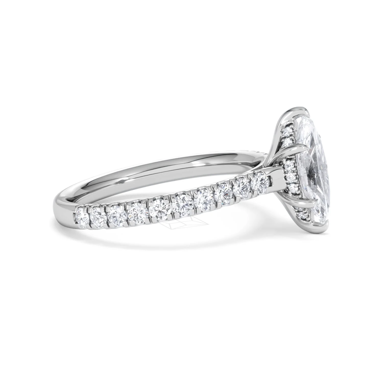 Amora Marquise 1.47ct Hidden Halo Engagement Ring With Side Stone Set in Platinum - Image 24