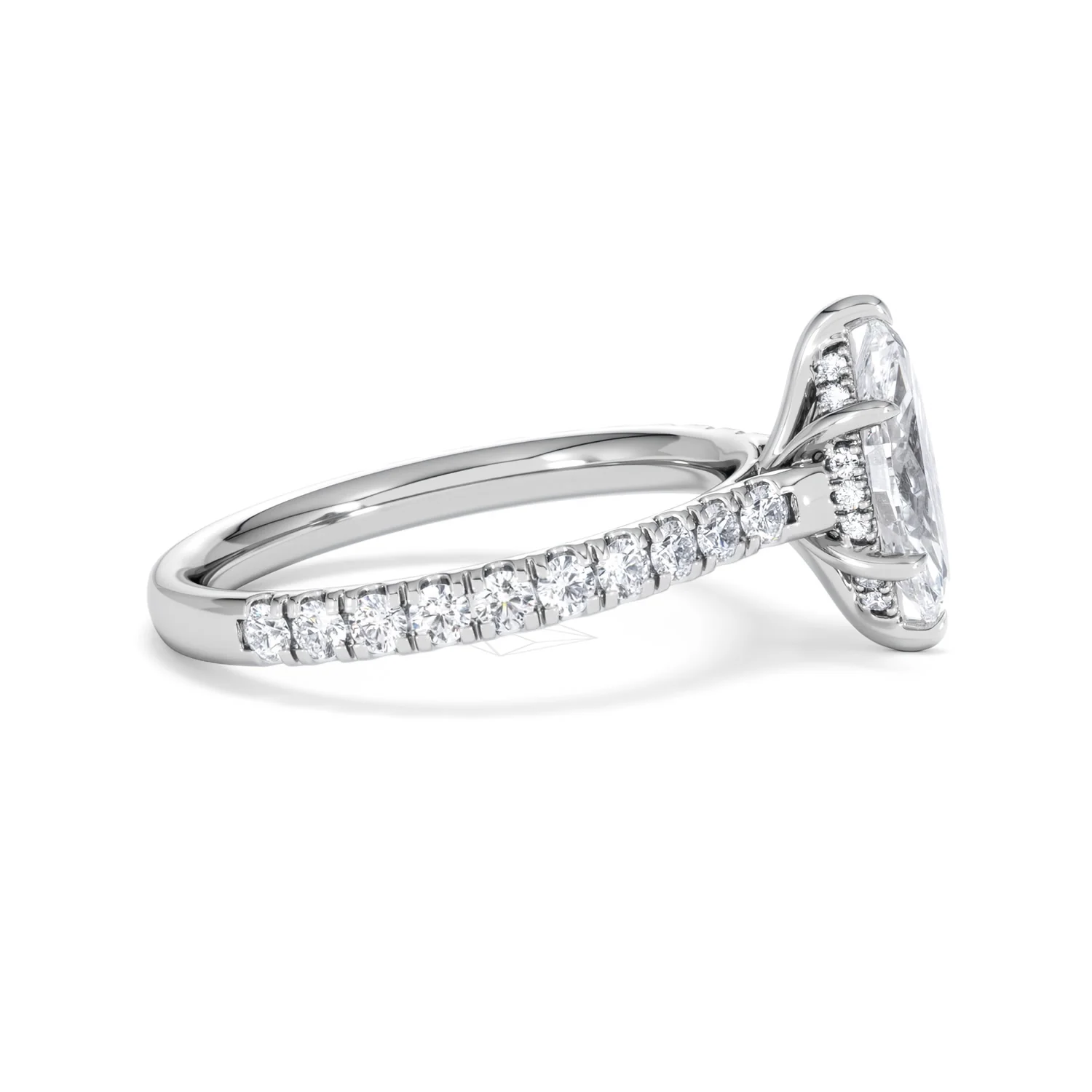 Amora Marquise 1.47ct Hidden Halo Engagement Ring With Side Stone Set in Platinum - Image 26