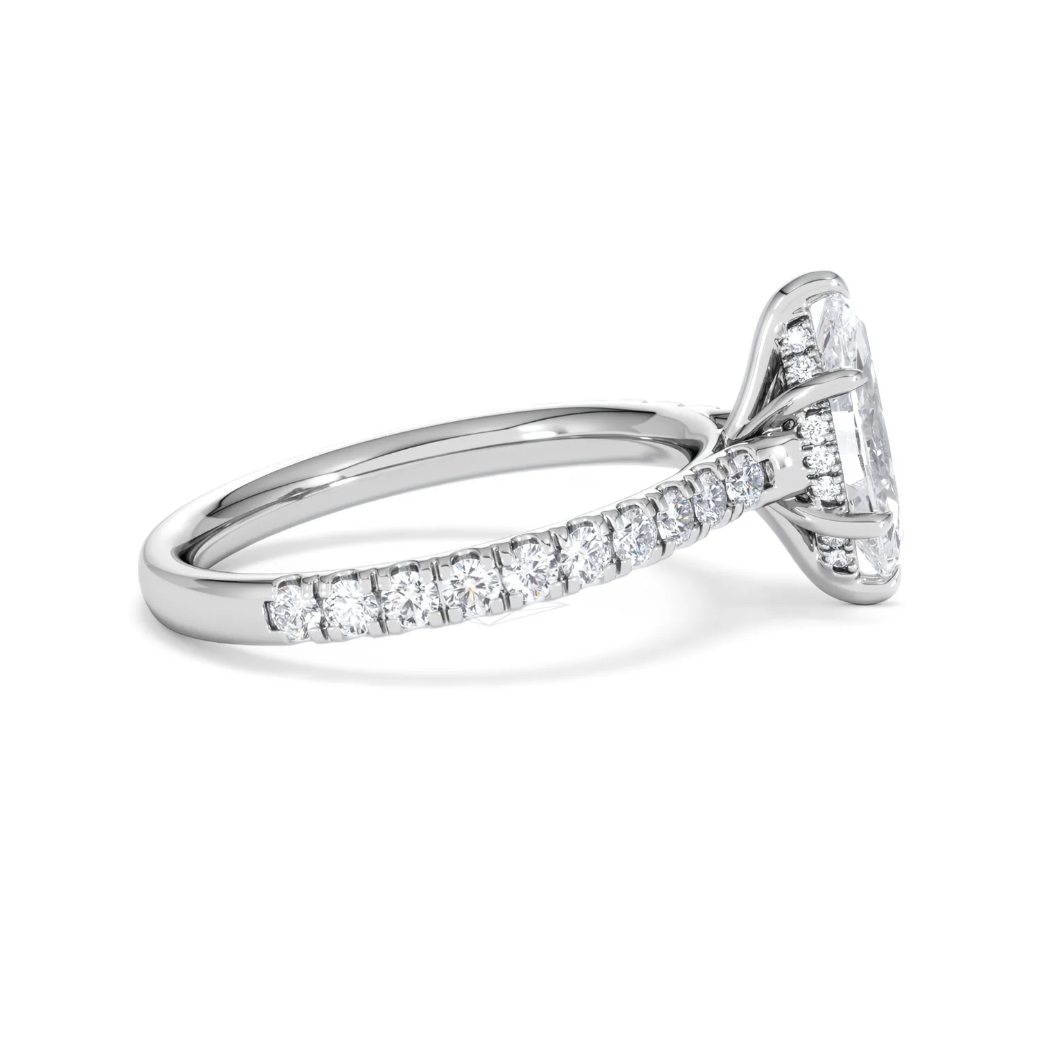 Amora Marquise 1.47ct Hidden Halo Engagement Ring With Side Stone Set in Platinum - Image 28